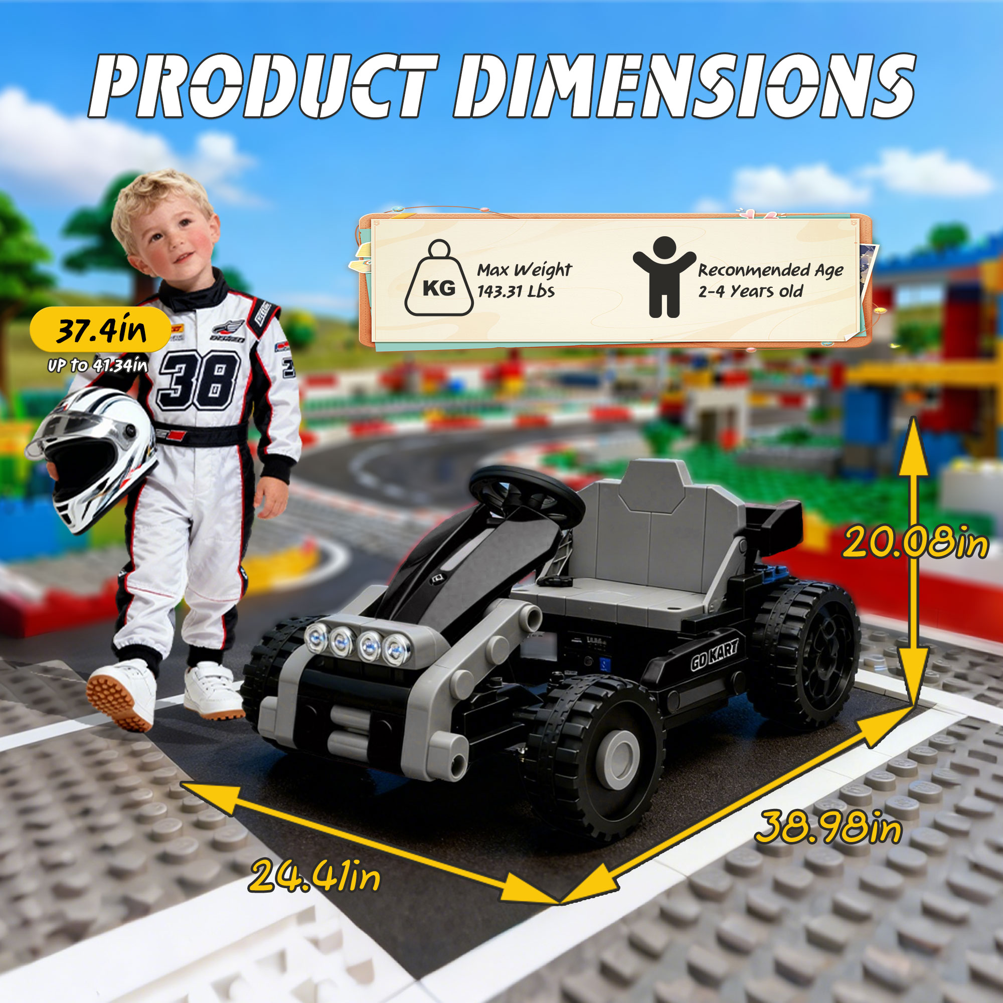 thumbnail video image 2 of 12V Kids Ride On Building Block Car with Remote Control, 2 in 1 Electric Ride On Car for Toddlers, Power Ride On Electric Vehicle with Four Wheel Suspension, Bluetooth, Ride On Toy for Boys Girls 2-4, 2 of 10
