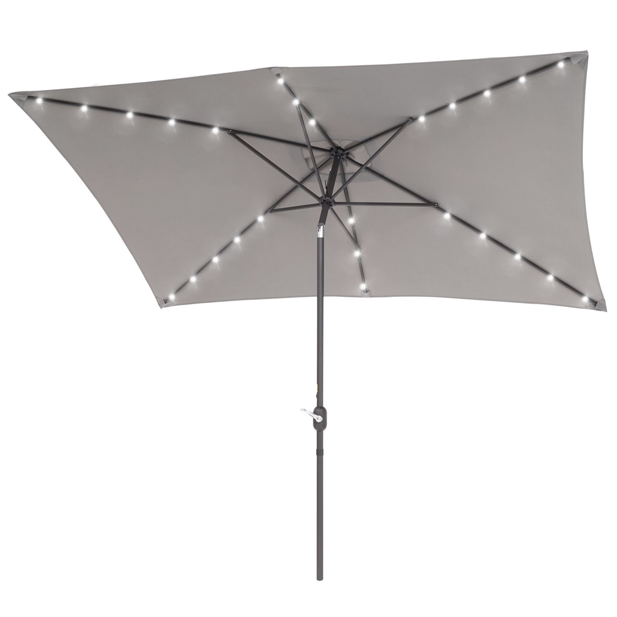 thumbnail video image 2 of ACEGOSES 10 x 6.5ft LED Rectangle Outdoor Patio Deck Market Outside Table Umbrellas with Non-Fading Polyester canopy,Gray, 2 of 10