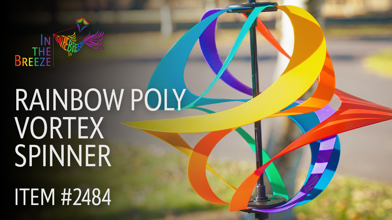 thumbnail video image 2 of In the Breeze 2484 — Rainbow Poly Vortex Spinner — Mesmerizing and Colorful Hanging Wind Spinner, 2 of 5