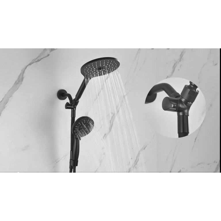 KAIYING Dual Shower Head Combo – 7.5 Inch Rain Shower Head + 9-Mode Handheld Spray With 79 Inch Hose, High Pressure, Chrome Finish