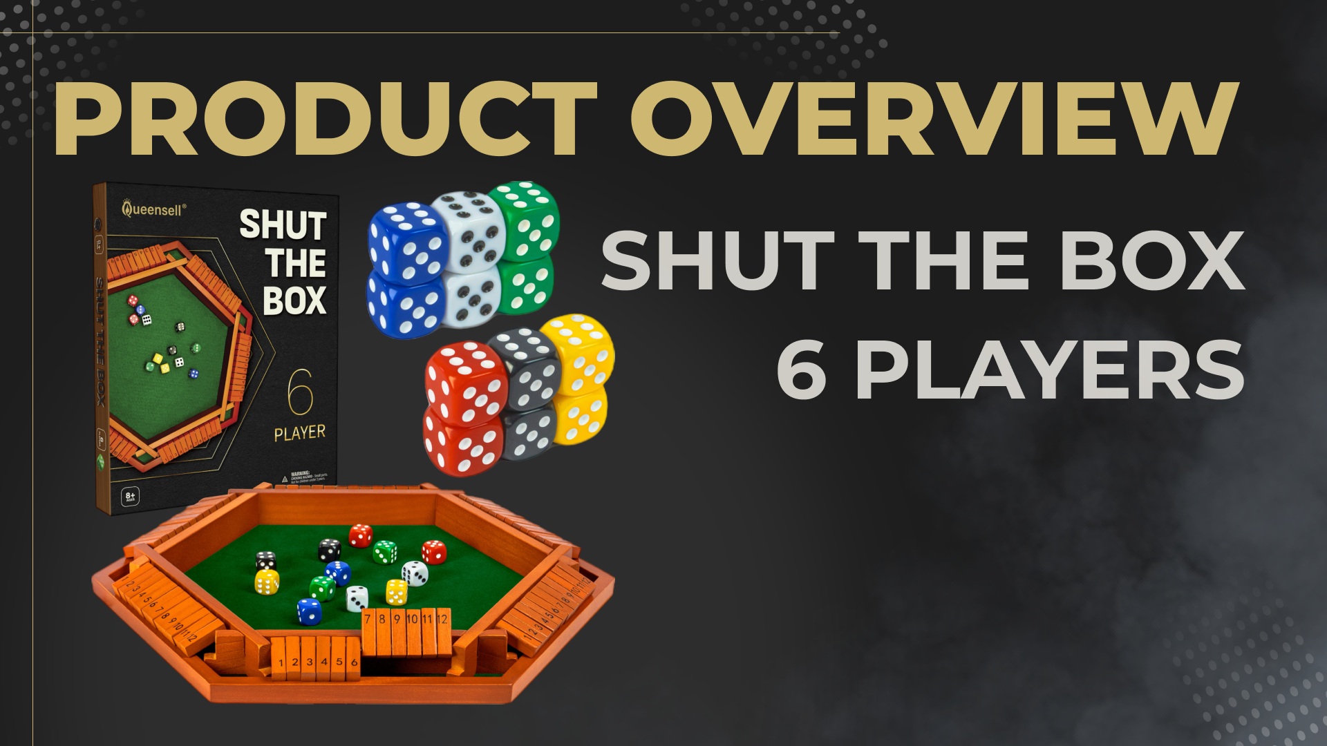 thumbnail video image 2 of Shut The Box Game Wooden Board for 1-6 Players - 16-inch Shut The Box Game 12 Numbers for Adults & Kids - Ideal for Games Night, 2 of 10