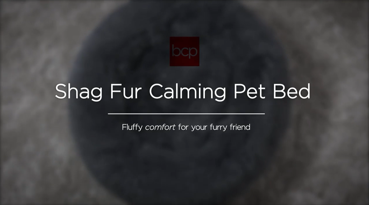 thumbnail video image 2 of Best Choice Products 23in Dog Bed Self-Warming Plush Shag Fur Donut Calming Pet Bed Cuddler - Gray, 2 of 8