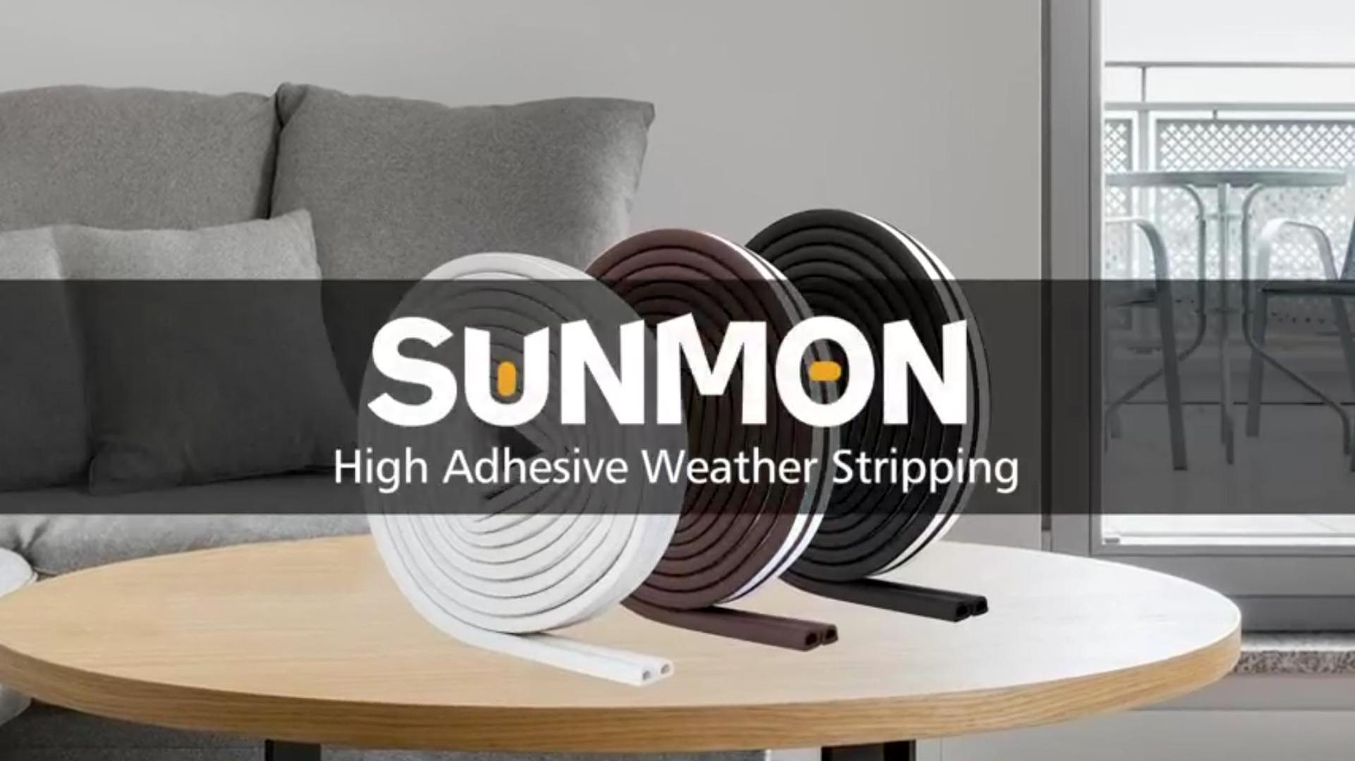 thumbnail video image 2 of SUNMON 39.4 feet Long Weather Stripping for Door, Weatherproof Doors and Windows Seal Strip, Collision Avoidance Rubber Self-Adhesive, (39.4 ft/12m, White), 2 of 8
