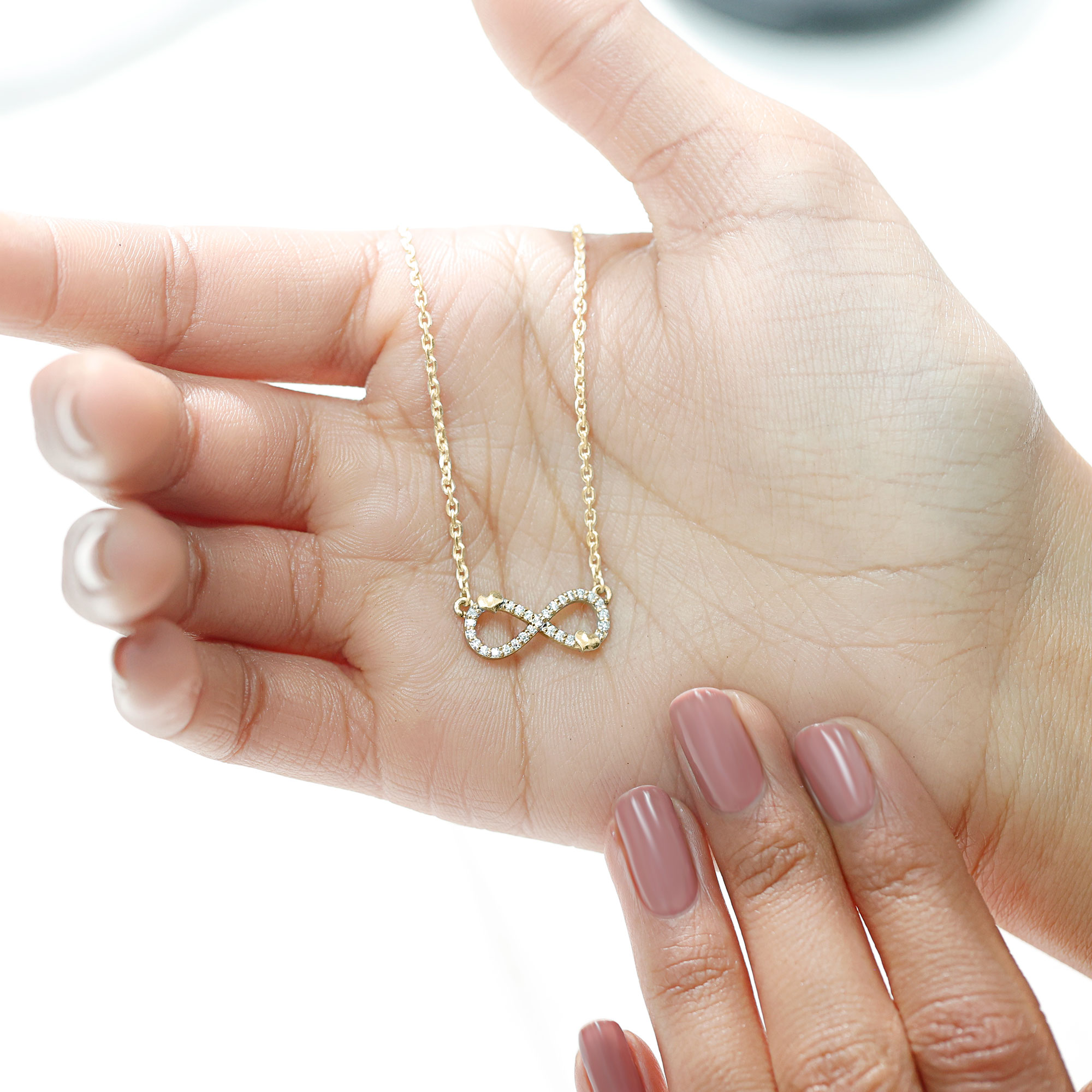 thumbnail video image 2 of Rosec Jewels Lab Grown Diamond Infinity Necklace with Heart - EF-VS Grade Diamond Necklace for Anniversary, 10K White Gold, 2 of 8