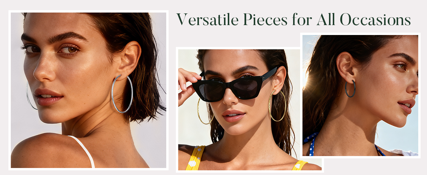 thumbnail video image 2 of ChicSilver 925 Sterling Silver Hoop Earrings for Women Hypoallergenic Lightweight Big Hoop Earrings for Women Diamond-Cut Endless Hoops Earring 50MM, 2 of 9