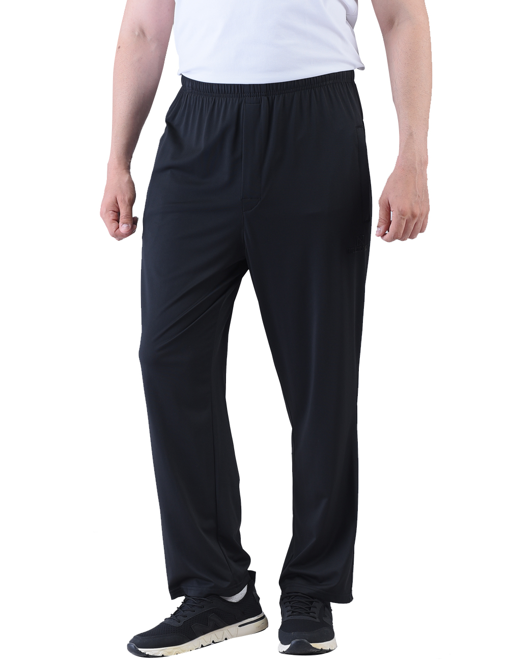 thumbnail video image 2 of INCLURANCH Men's Quick Dry Joggers - Lightweight Zip Fly Sweatpants with Open Bottom Navy Blue XL, 2 of 9