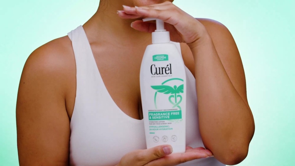 thumbnail video image 2 of Curél Fragrance Free Moisturizer, Sensitive Skin Body Lotion for Dry Skin, 20 oz, 2 of 12