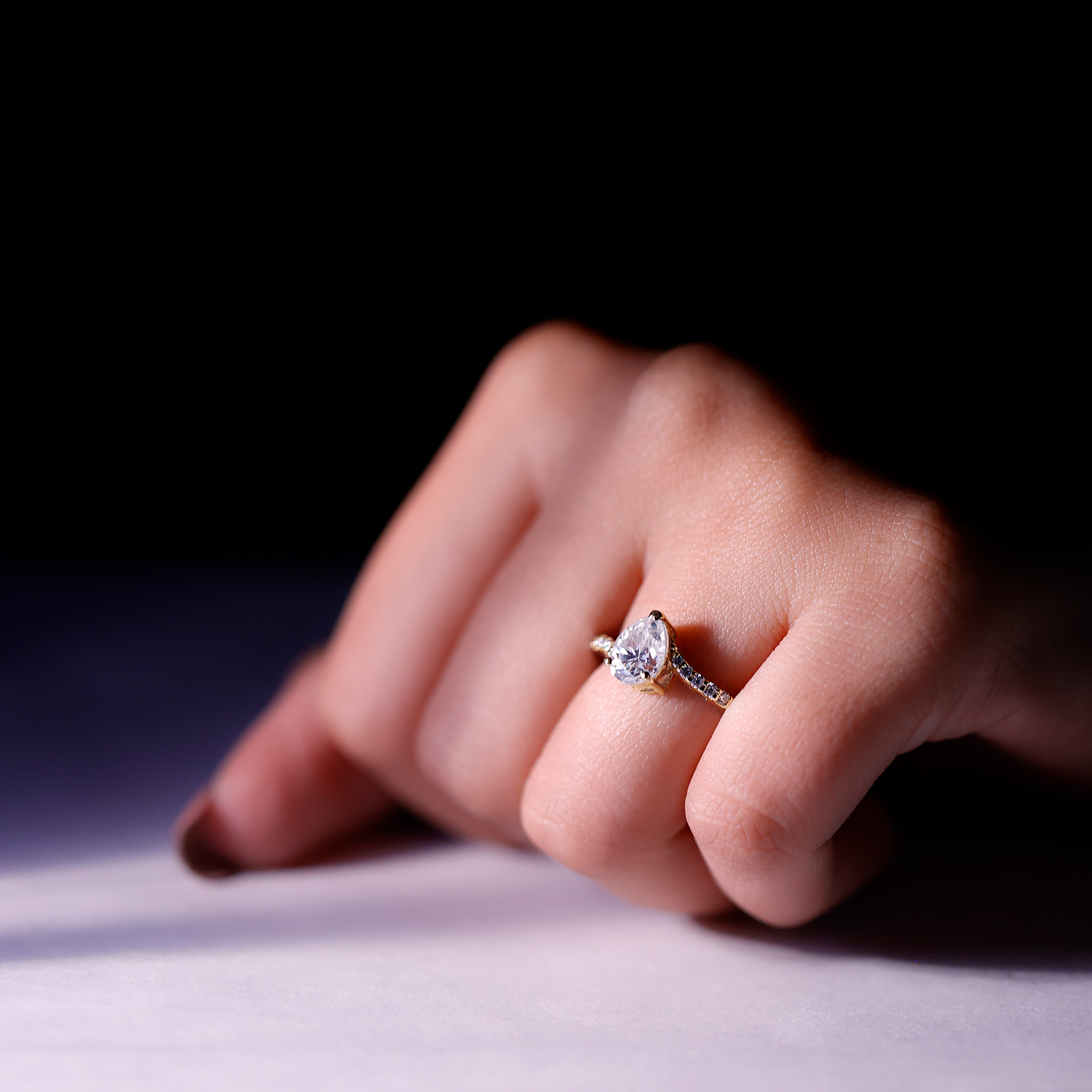 thumbnail video image 2 of Rosec Jewels Lab Diamond Teardrop Engagement Ring 1 Ct - 6X8 mm Pear Shape Diamond Ring - EF-VS Grade, 18K Yellow Gold, US 11.50, 2 of 8