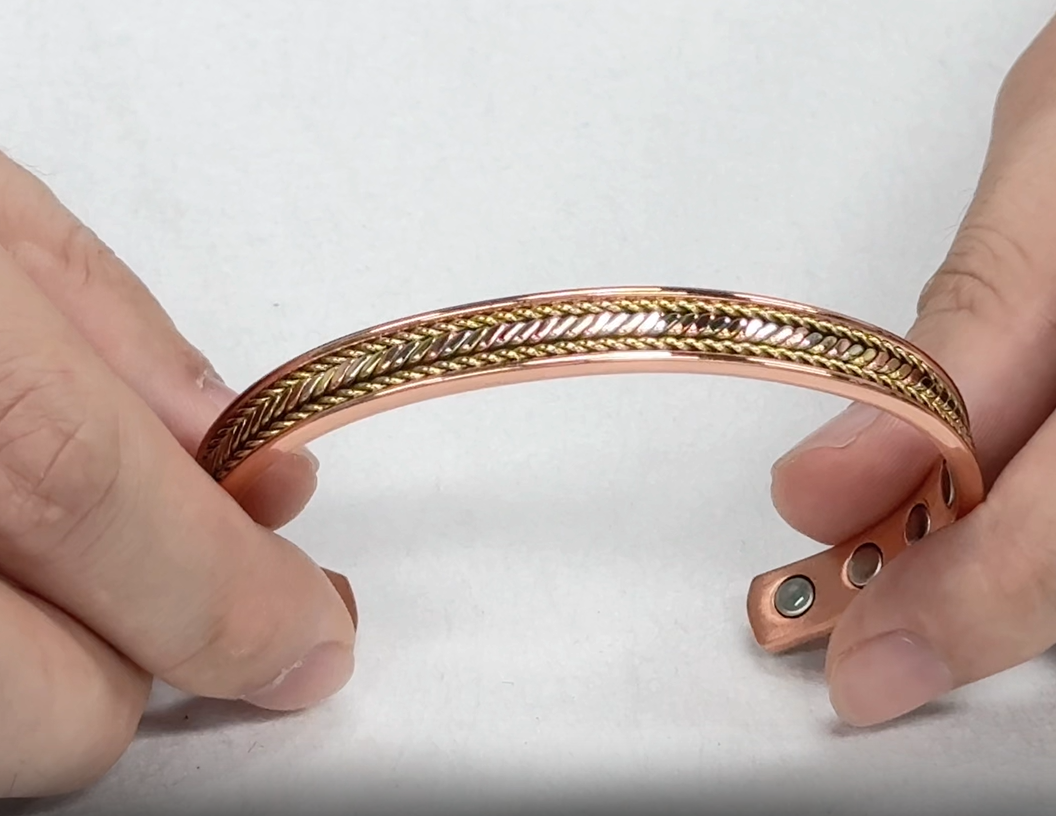 thumbnail video image 2 of Wollet Magnetic Tri Color Braided Copper Bangles& Ring for Women, Copper Jewelry Set Gift for Mom Daught Wife（CPB-0268 CPR-0169R-S）, 2 of 2