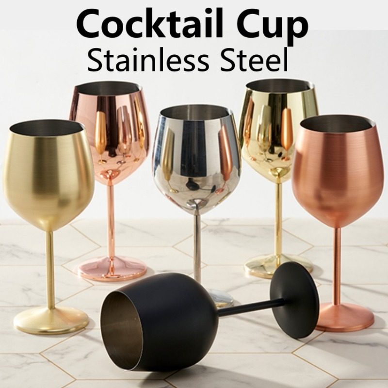 thumbnail video image 2 of 1pc Stainless Steel Wine Glass Metal Goblet 500ml Barrel Shape Champagne Whiskey Cup Creative Wine Tumbler Drop-Resistant Design for Home Party Use,Gold, MIANHT, 2 of 9