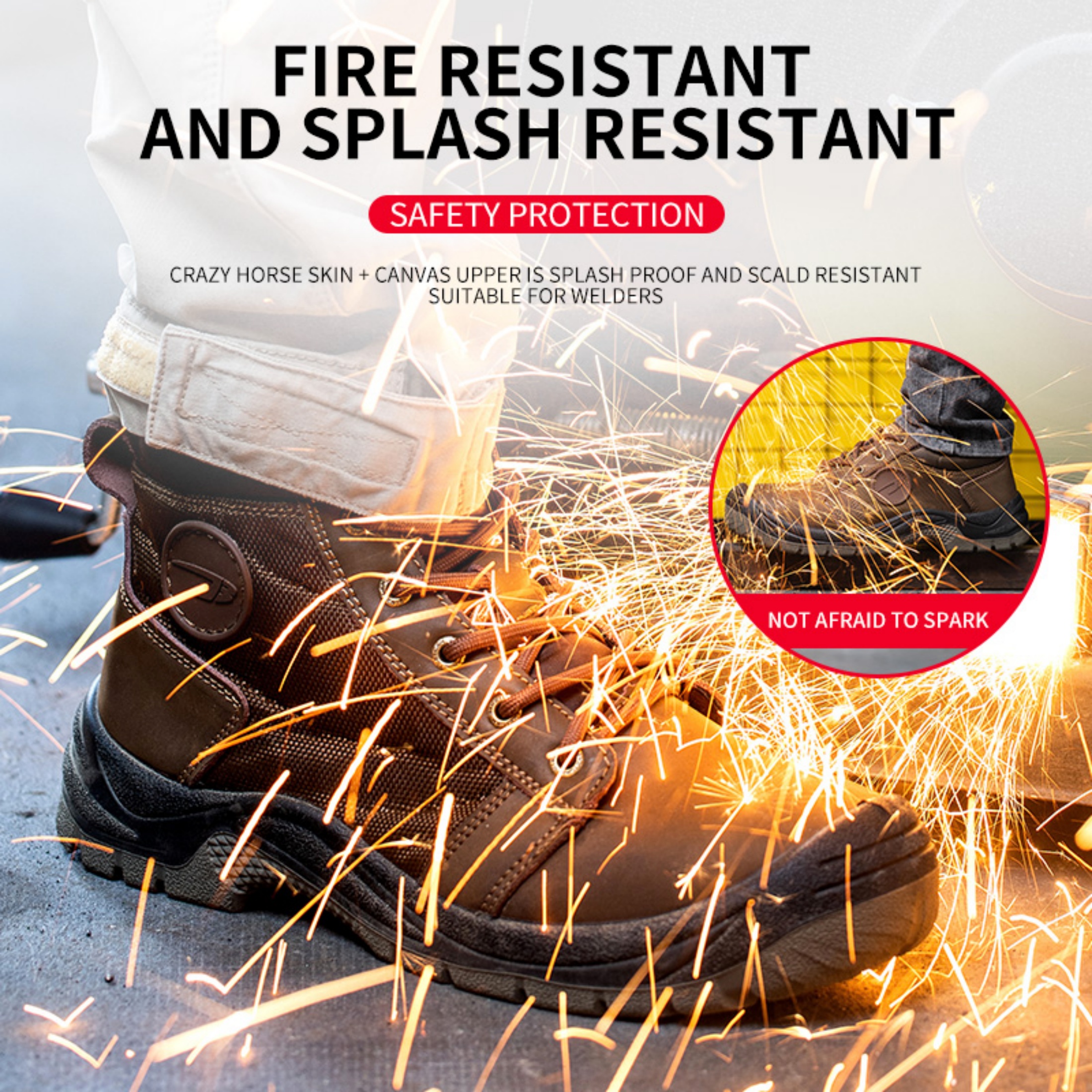 thumbnail video image 2 of SKIUHS Men's Safety Steel Toe Work Boots – Lace-Up Ankle, Industrial Construction Boots with Rugged Safety Design, 2 of 8