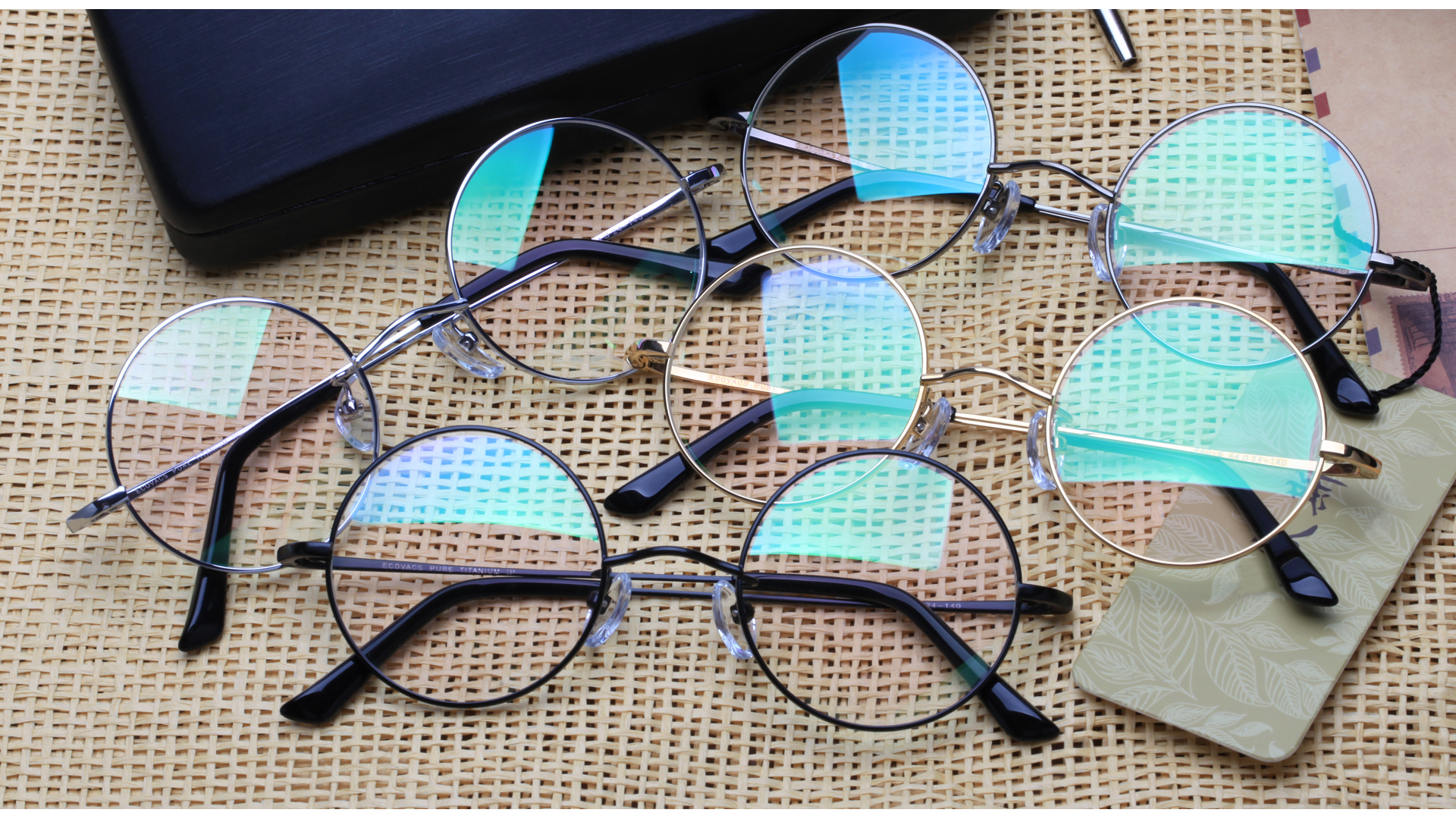 thumbnail video image 2 of Agstum Pure Titanium Retro Round Gold Glasses Frame Optical Eyeglasses 44-24-140, 2 of 8