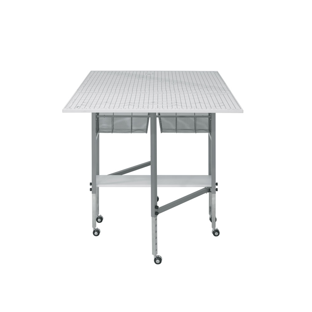 Alpha Foldable Craft Table with Grid in White / Silver 