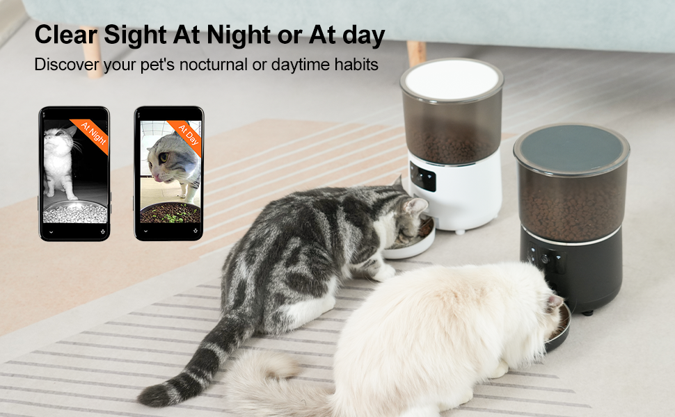 thumbnail video image 2 of NPET TUYA APP Remote Control Automatic Cat Feeders with Camera, 135oz/4L Clog-Free Automatic Dog Feeder with Stainless Steel Bowl, Anti-bite Cable for Cats, Small & Medium Dogs(Black), 2 of 8