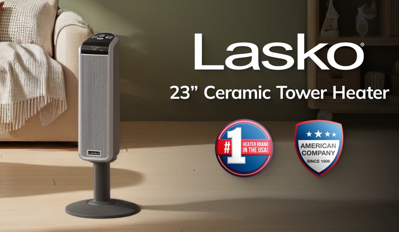 Lasko 1500W Indoor Oscillating Ceramic Pedestal Space Heater with