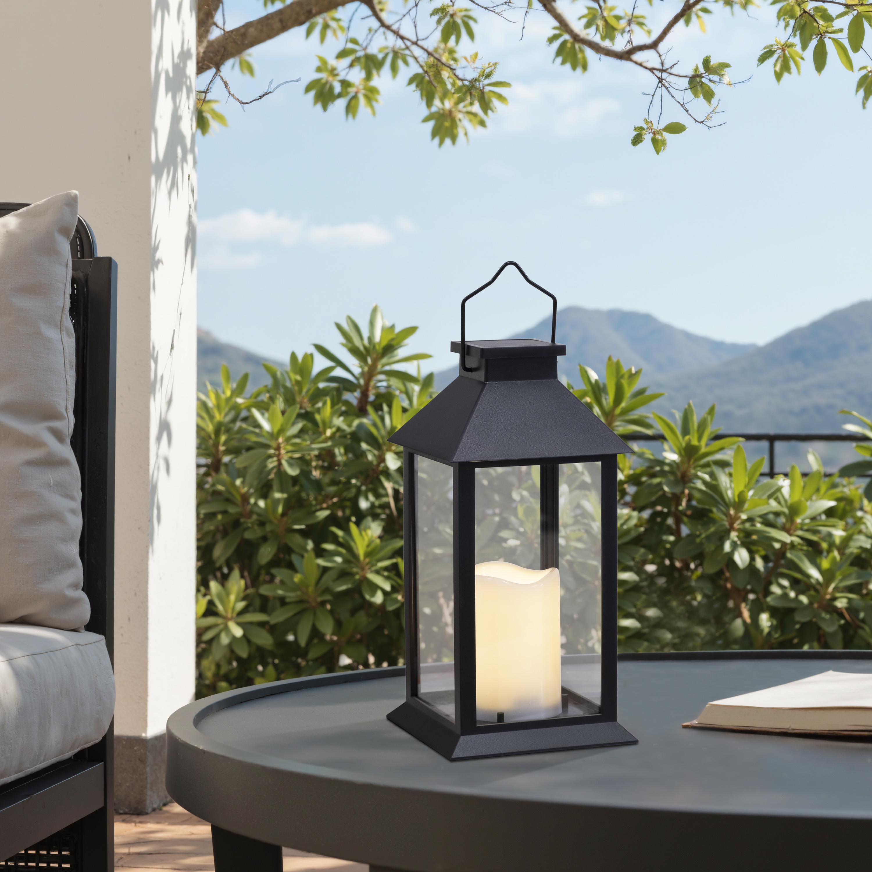 thumbnail video image 2 of Mainstays Solar Lantern Black, 2 of 10