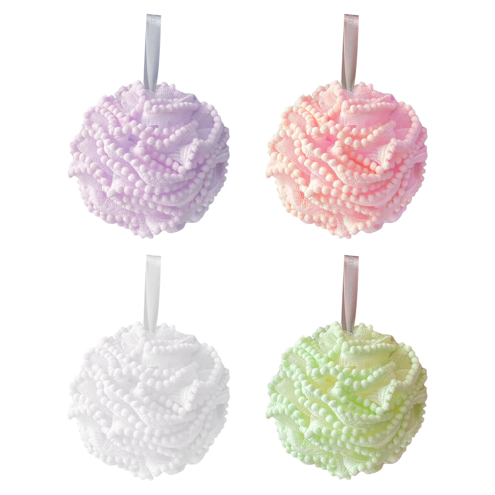 thumbnail video image 2 of 80g Mesh Bath Shower Loofah Sponge - Soft Pouf Body Wash Scrubber, Fluffy Bath Scrunchies for Exfoliation, Reusable Shower Loofahs for Daily Bathing,Green,5.31in/14cm, 2 of 5