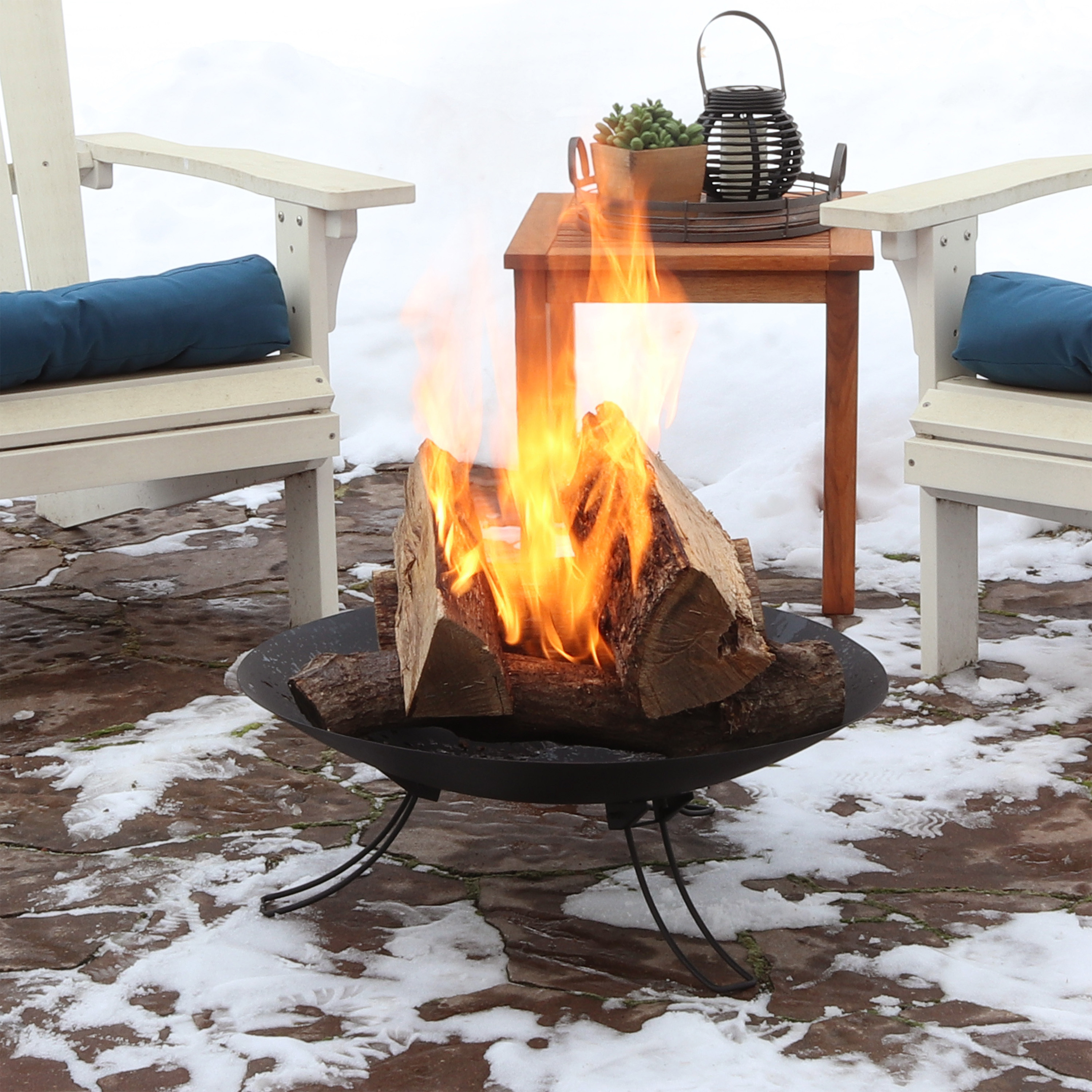 thumbnail video image 2 of Sunnydaze Classic Ebony 24" Round Wood-Burning Black Finish  Portable Folding Fire Pit, 2 of 10
