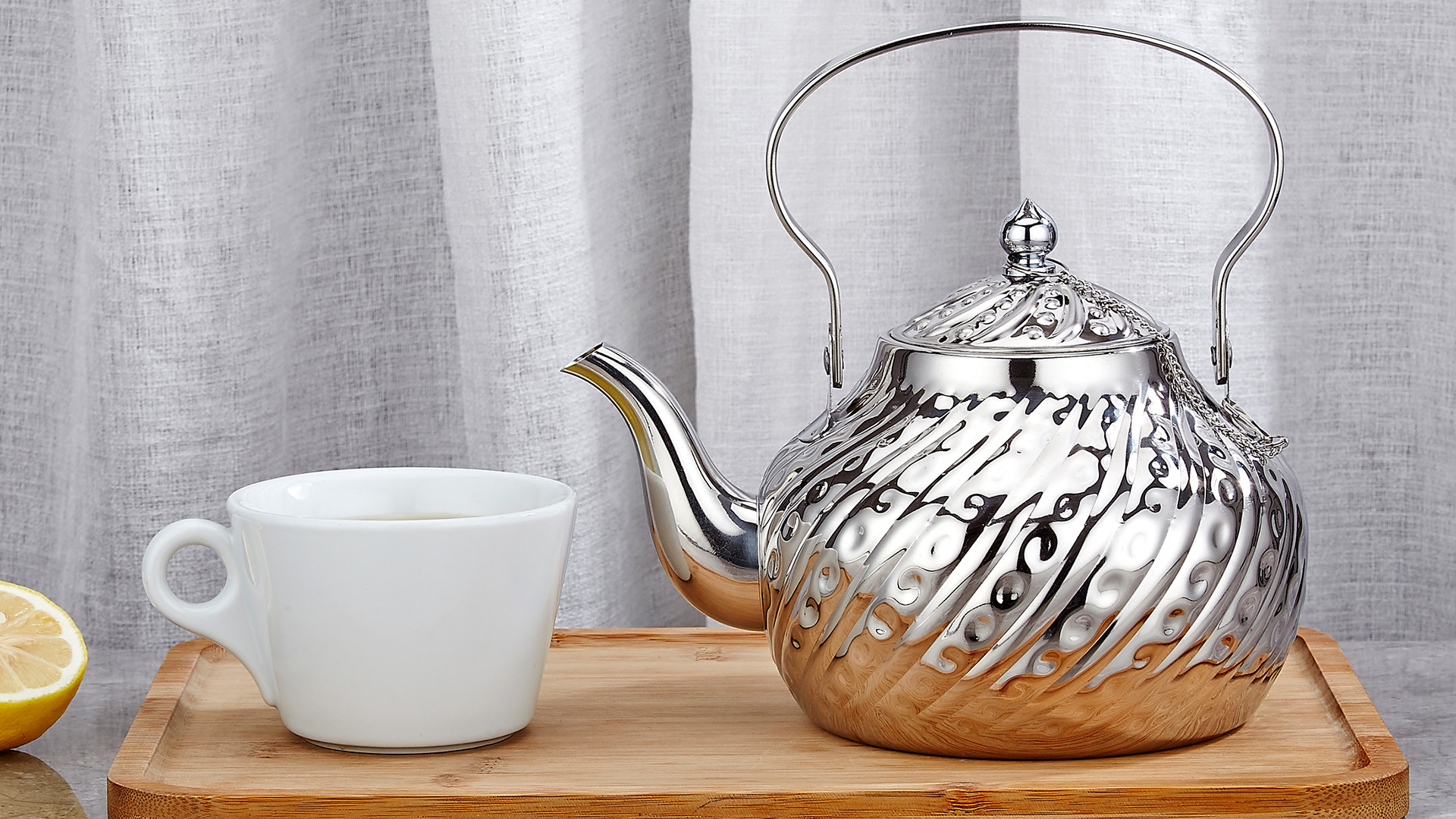 thumbnail video image 2 of SANQIAHOME Antique 2.0L Stainless Steel Teapot with Infuser Silver, 2 of 10