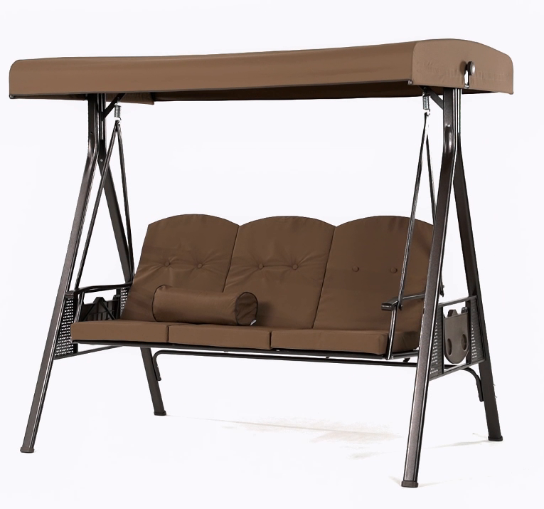 thumbnail video image 2 of PURPLE LEAF 3-Seat Deluxe Outdoor Patio Porch Swing with Weather Resistant Steel Frame, Adjustable Tilt Canopy, Cushions and Pillow Included, Navy Blue, 2 of 11