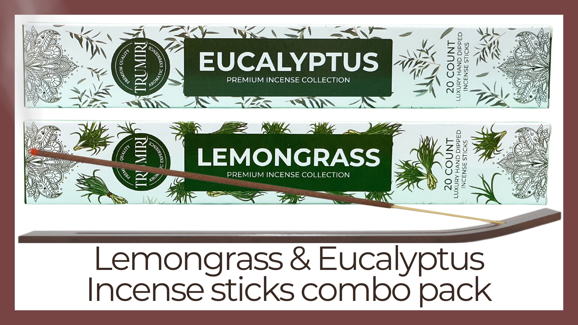 thumbnail video image 2 of Trumiri Incense Sticks - Combo Pack of 40 Insence-Sticks - 20 Lemongrass + 20 Eucalyptus - Insenses - Insents - Incents - Inscense - Incence - Incienso - All Natural Incense Sticks, 2 of 10