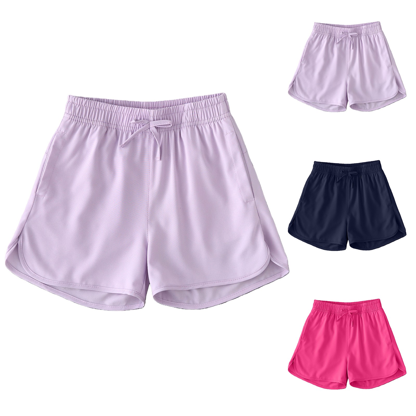 thumbnail video image 2 of JLMSPLWG Summer Shorts for Girls Drawstring Short Joggers Kids Comfy Elastic Waist Short Pants Tween Girl Solid Running Athletic Shortalls Teen Girl Clothes, 2 of 9