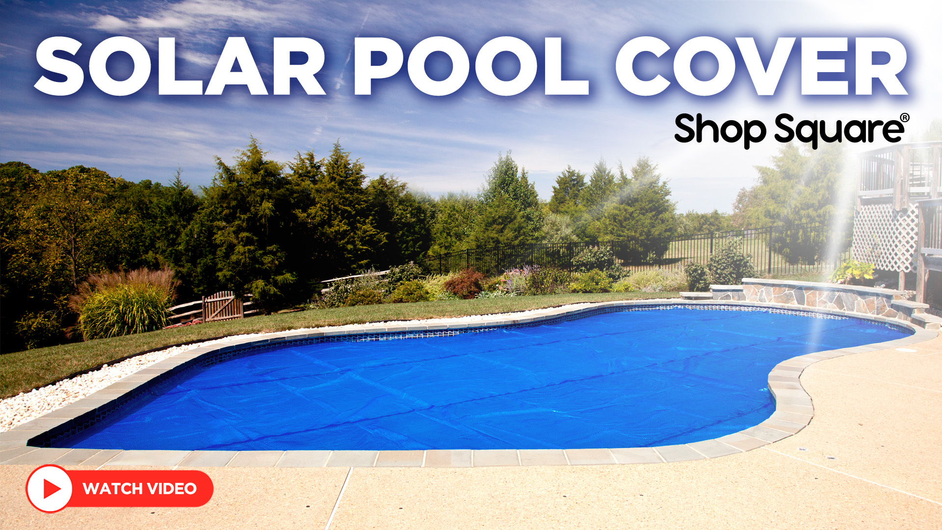 thumbnail video image 2 of Shop Square 16' x 32' Rectangle Solar Pool Cover, 12 Mil, Blue, for Inground Pools & Above Ground Pools, 2 of 8