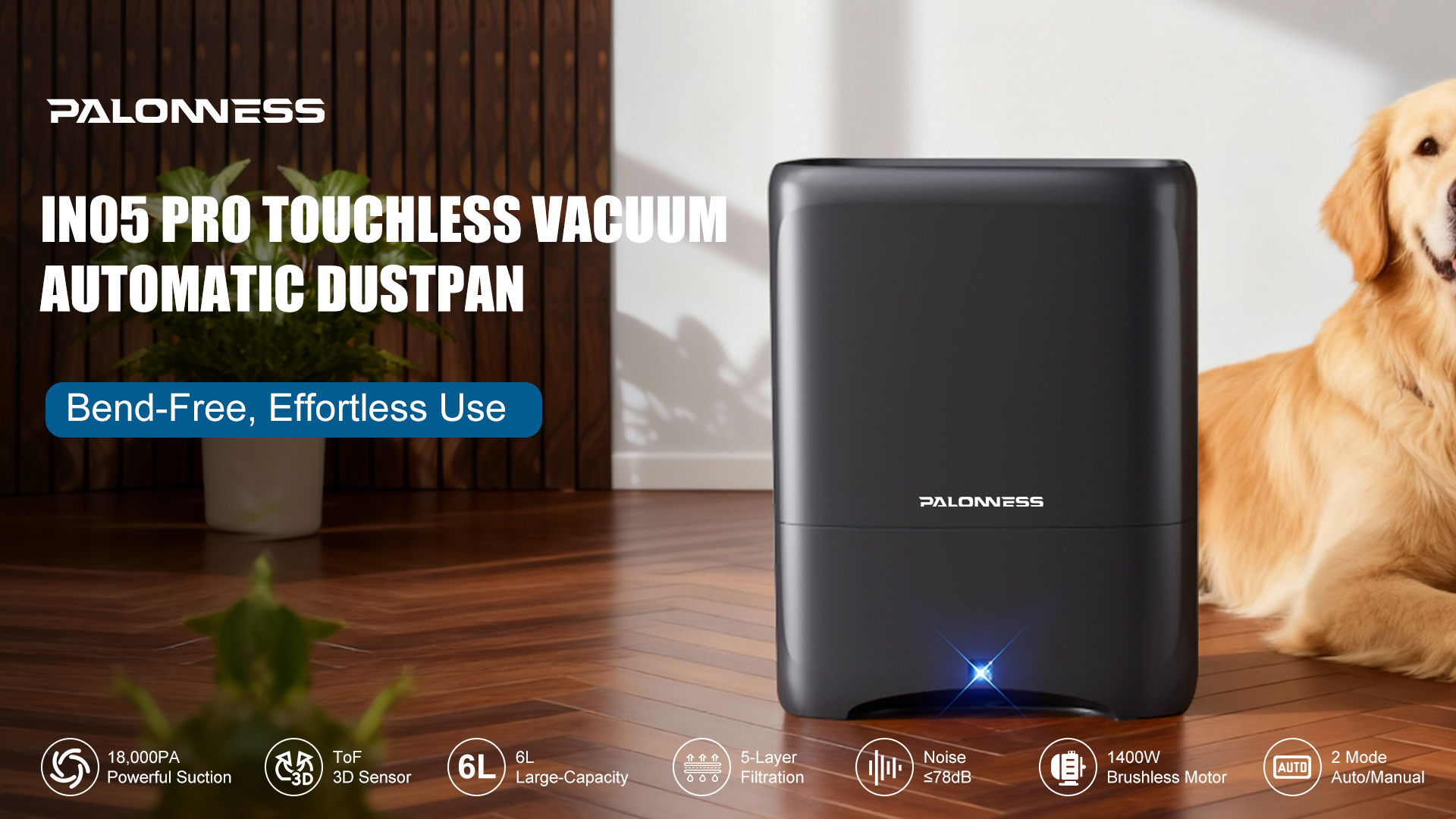 thumbnail video image 2 of Automatic Dustpan Touchless Vacuum  - 1400W, 18000Pa, 6L Capacity, 2 of 9