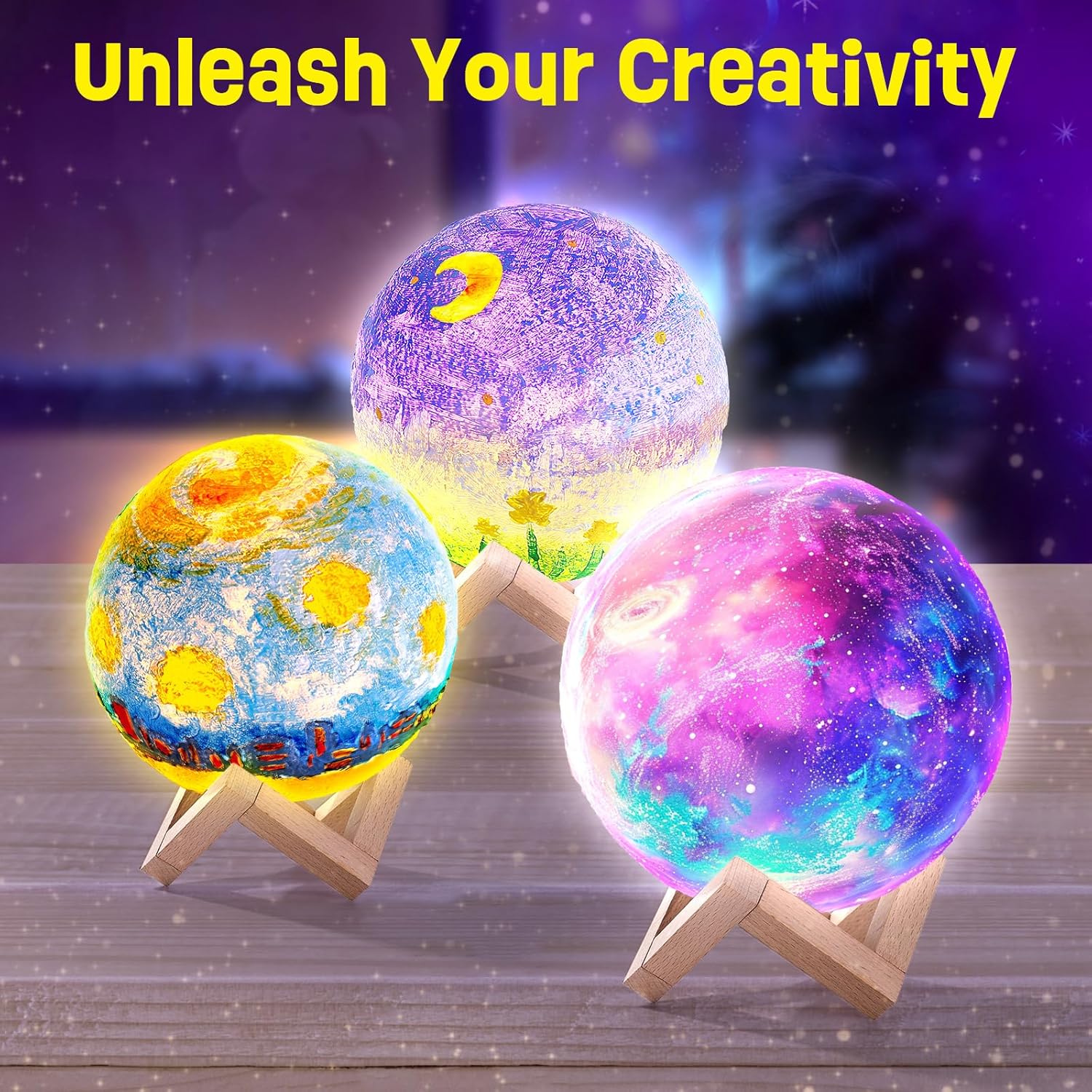 thumbnail video image 2 of YZEGDCH Paint Your Own Moon Lamp Kit, 5inch Cool Gifts DIY 3D Moon Night Light, Arts Crafts for K*ids Ages 8-12, Space Art Supplies Craft Kits, B*oys G*irl Birthday Xmas Gifts Ages 3 4 5 6 7 8 9 10+, 2 of 10