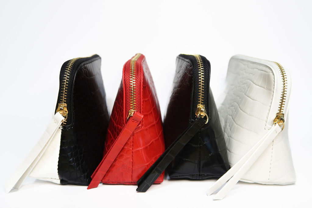 RittZi Noir Onyx Crocodile Cosmetic Bag - Luxury Vegan Leather Makeup ...