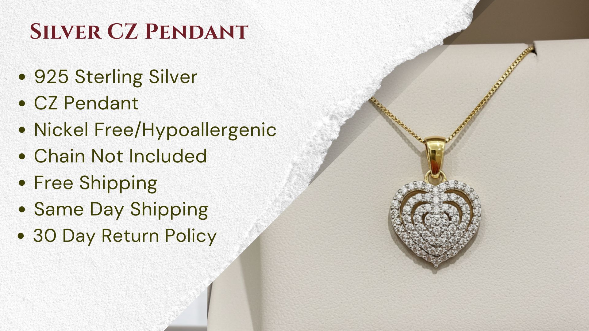 thumbnail video image 2 of King of Bling's Yellow 925 Sterling Silver Heart Shape Pendant with 0.87ct Cubic Zirconia, 2 of 2