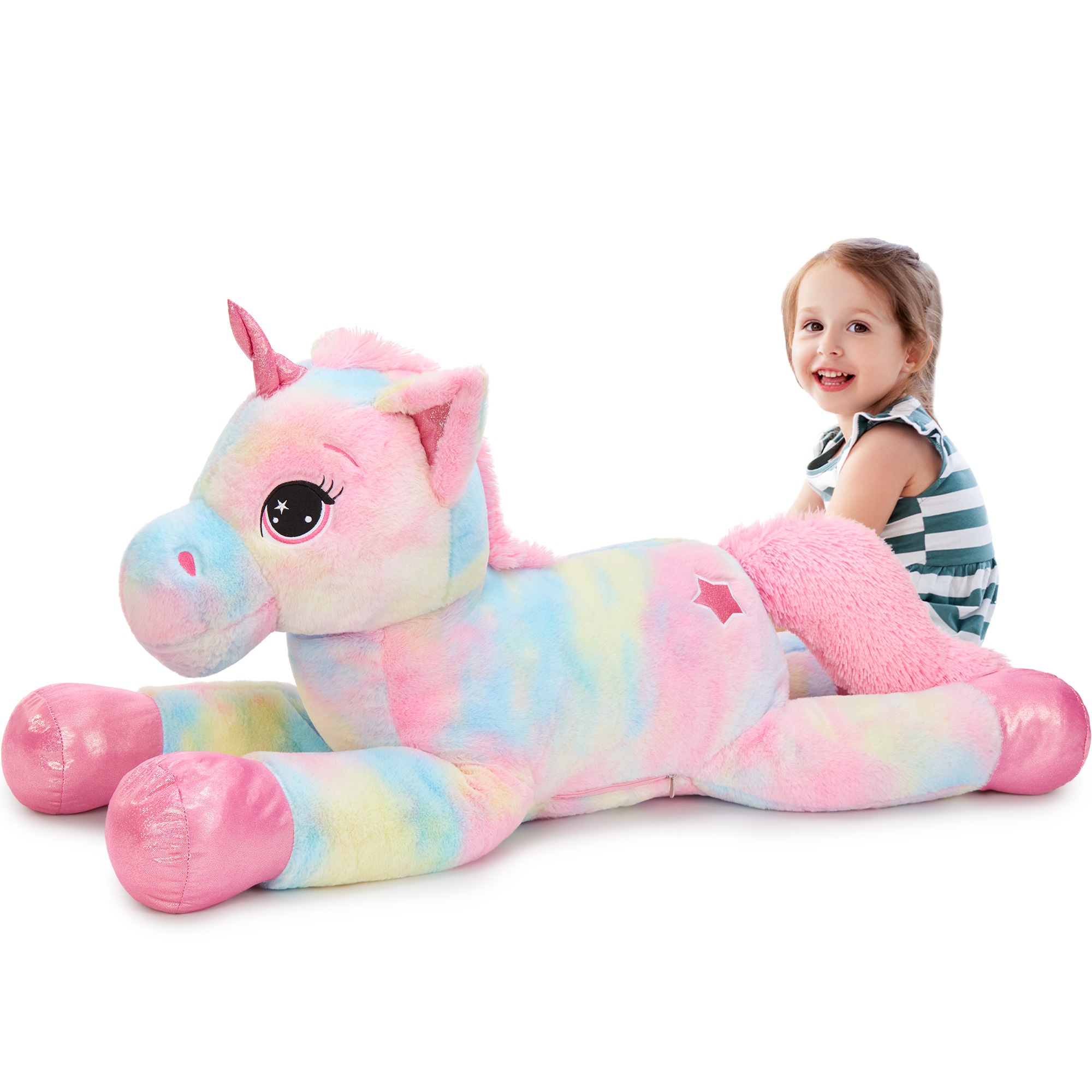 thumbnail video image 2 of MorisMos Giant Unicorn Stuffed Animal 43'' Soft Unicorn Plush Toy, 2 of 9