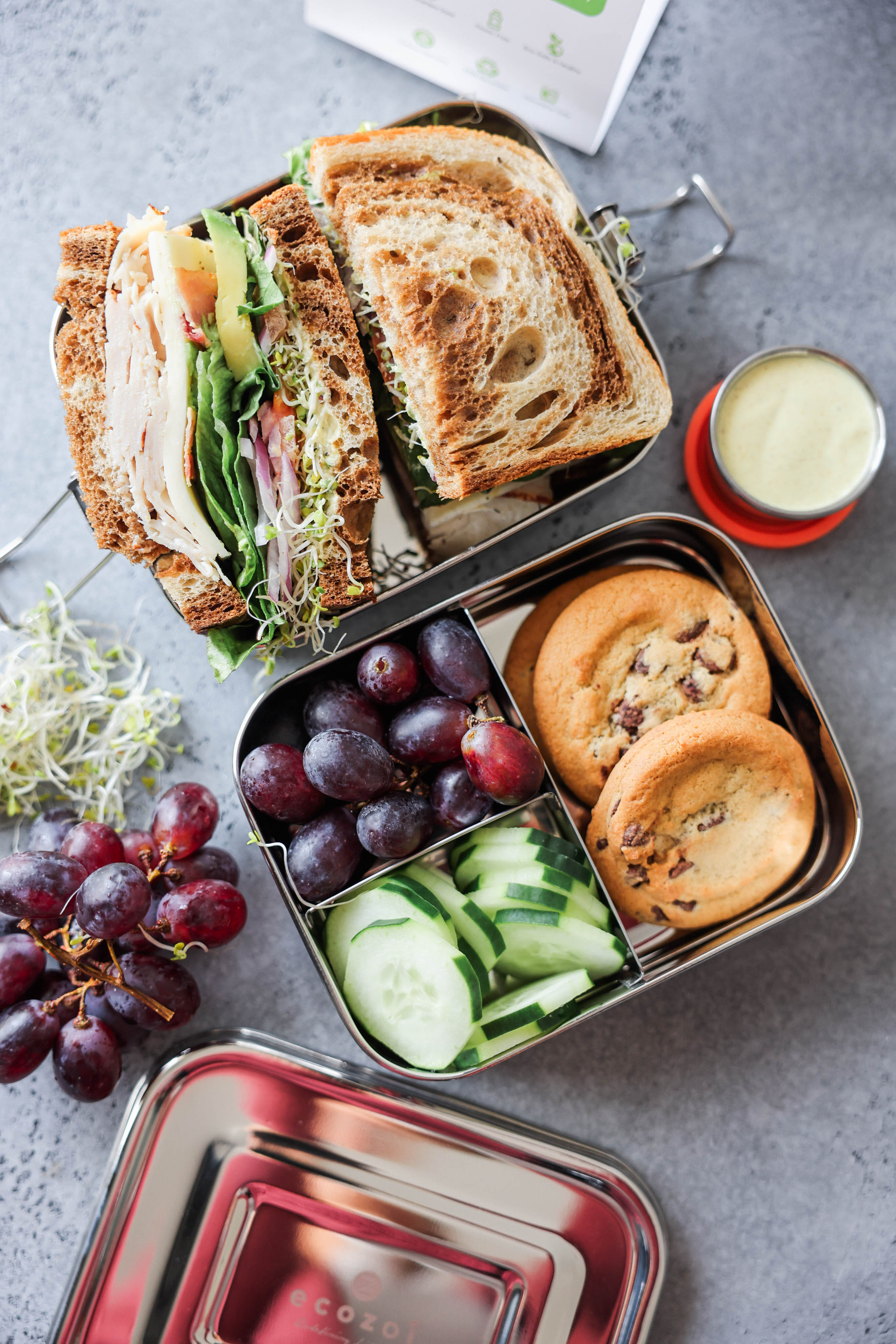 thumbnail video image 2 of STAINLESS STEEL LUNCH BOX, 2 TIER Leak Proof, 3 COMPARTMENTS, 60 OZ, 2 of 7