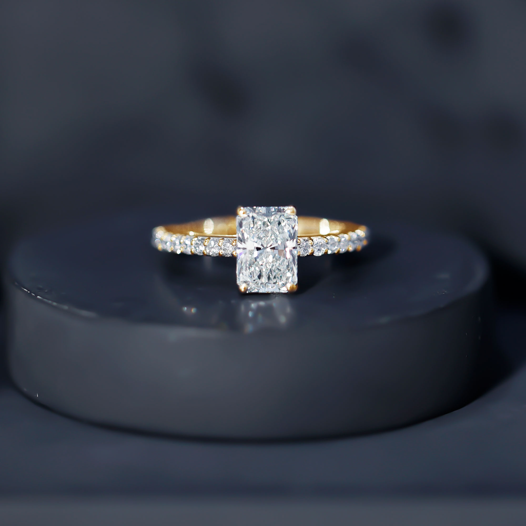 thumbnail video image 2 of Rosec Jewels 2 Carat Lab Grown Diamond Engagement Ring with Hidden Halo - E-VS1 Quality - IGI Certified Radiant Cut Diamond Ring, 925 Sterling Silver, US 4.00, 2 of 9