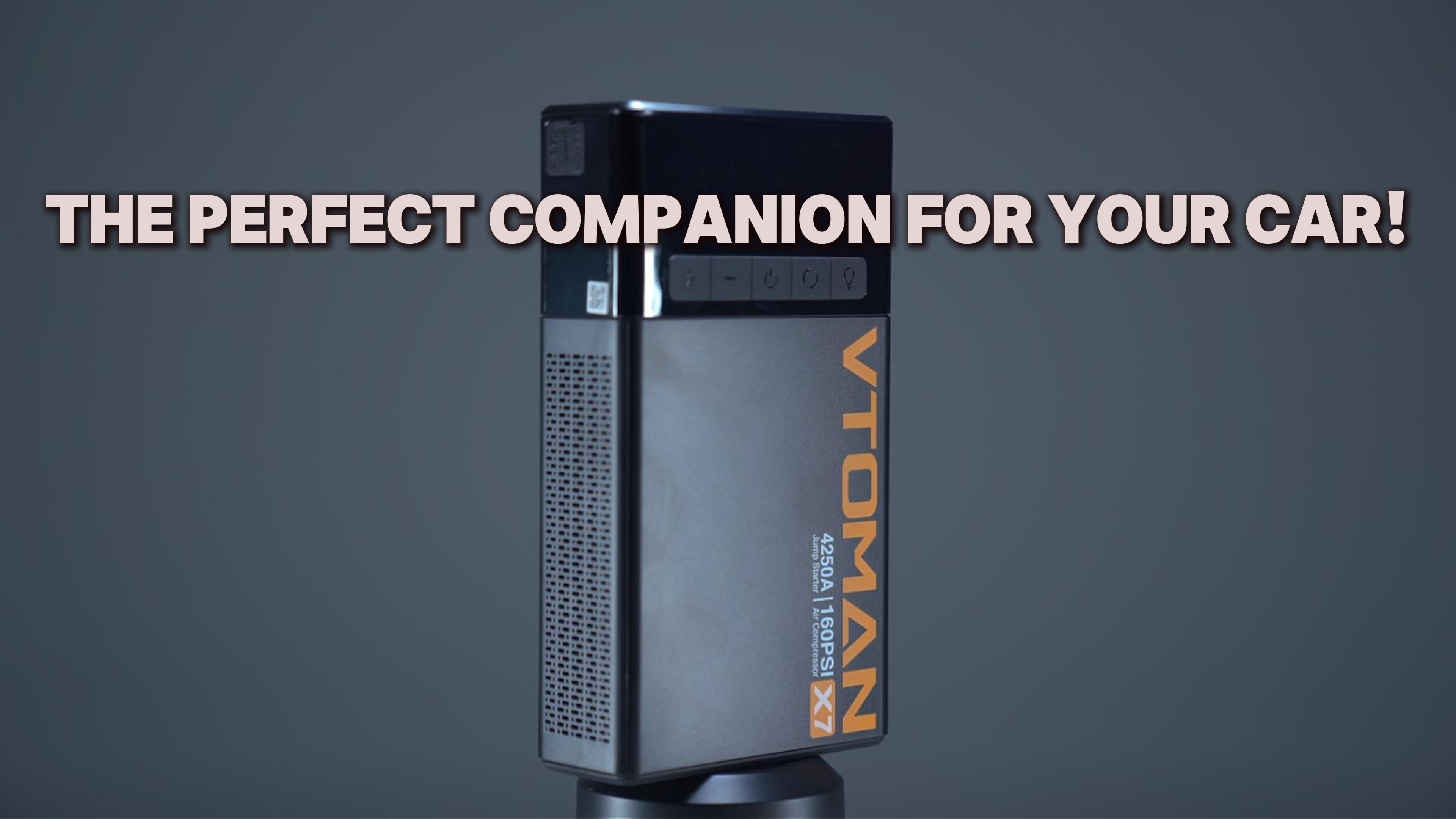 thumbnail video image 2 of VTOMAN X7 Jump Starter with Air Compressor 4250A Portable Car Starter with 160PSI Digital Tire Inflator,12V Lithium Battery Charger Booster Box with Type-C Quick Charge (Up 10L Gas/10L Diesel Engine), 2 of 7