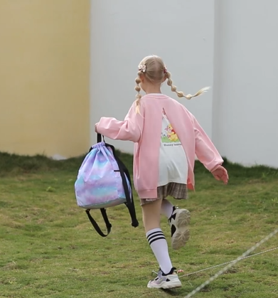 thumbnail video image 2 of Mygreen Waterproof Drawstring Bag, Drawstring Backpack, Gym Bag Sackpack Sports Backpack for Women Girls Stars Pink, 2 of 8