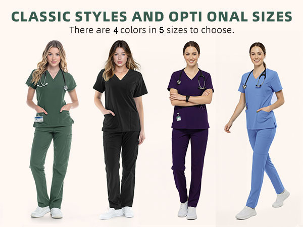 thumbnail video image 2 of RAYGARD Women’s Medical Scrub Set – Stretch V-Neck Top & Cargo Pant Nurse Uniform with 8 Pockets, 2 of 8