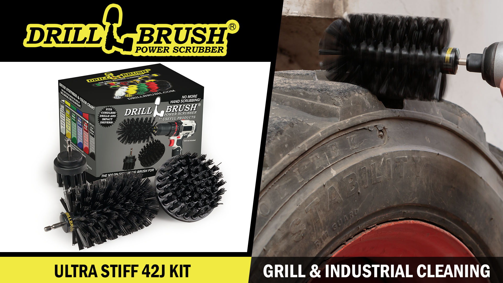 thumbnail video image 2 of Grill Cleaning Brush Drill Attachment Set - BBQ Brush Cleaning Attachments for Power Drill -Ultra Stiff Black Cleaning Drill Brush Set - Concrete Brush - Safe Grill Brush - Pellet Smoker Accessories, 2 of 8