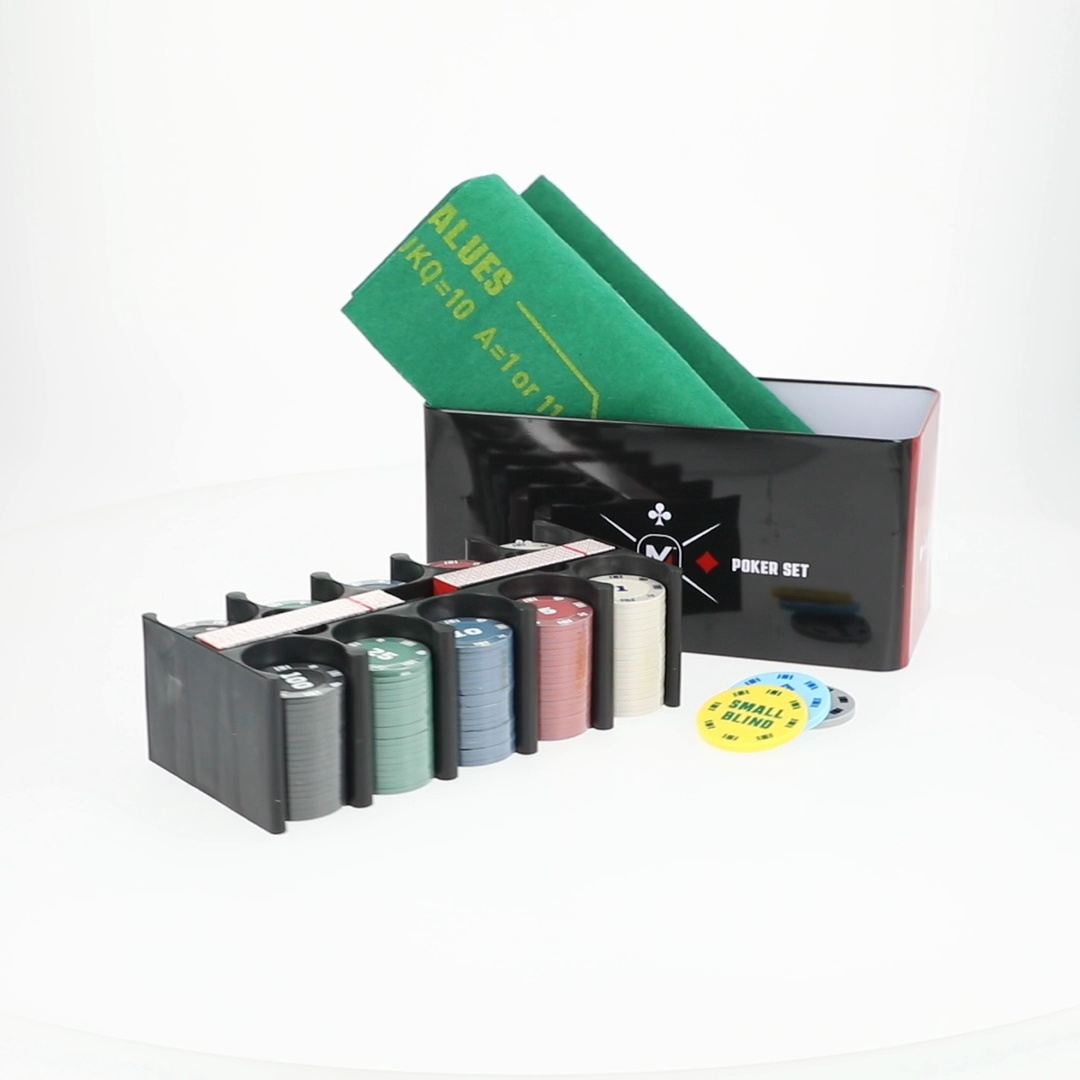 AK Sport 603013 – Coffret Poker Texas Hold'em Noir Complet : Tapis, Jetons, Cartes Et Boutons Pour 2 à 10 Joueurs