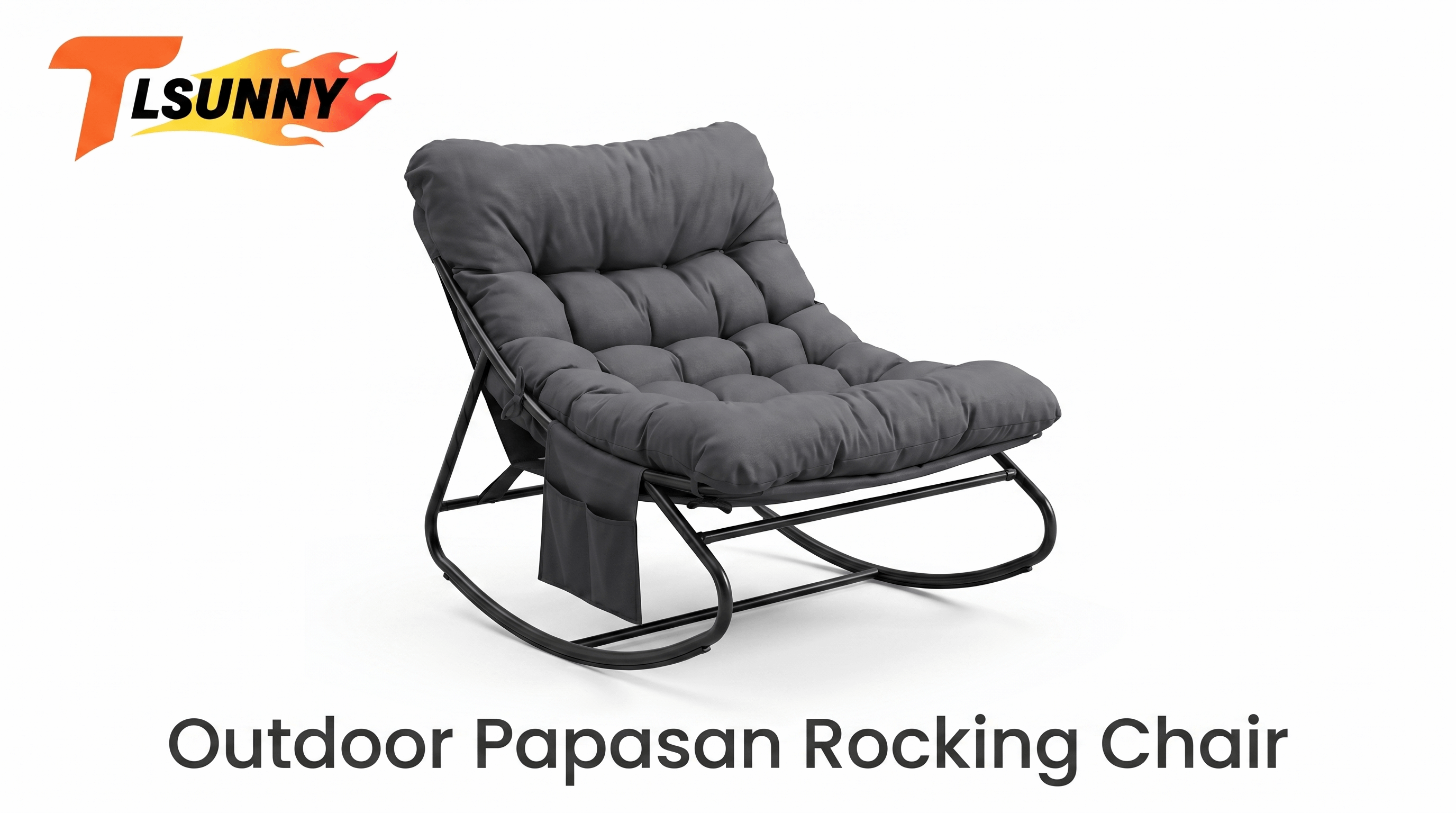 thumbnail video image 2 of TLSUNNY Outdoor Rocking Chair Set of 2, Oversized Papasan Rocking Chair with Side Pocket, Thick Cushion, Indoor Outdoor Cozy Rocker for Balcony, Living Room, Patio, 2 of 9