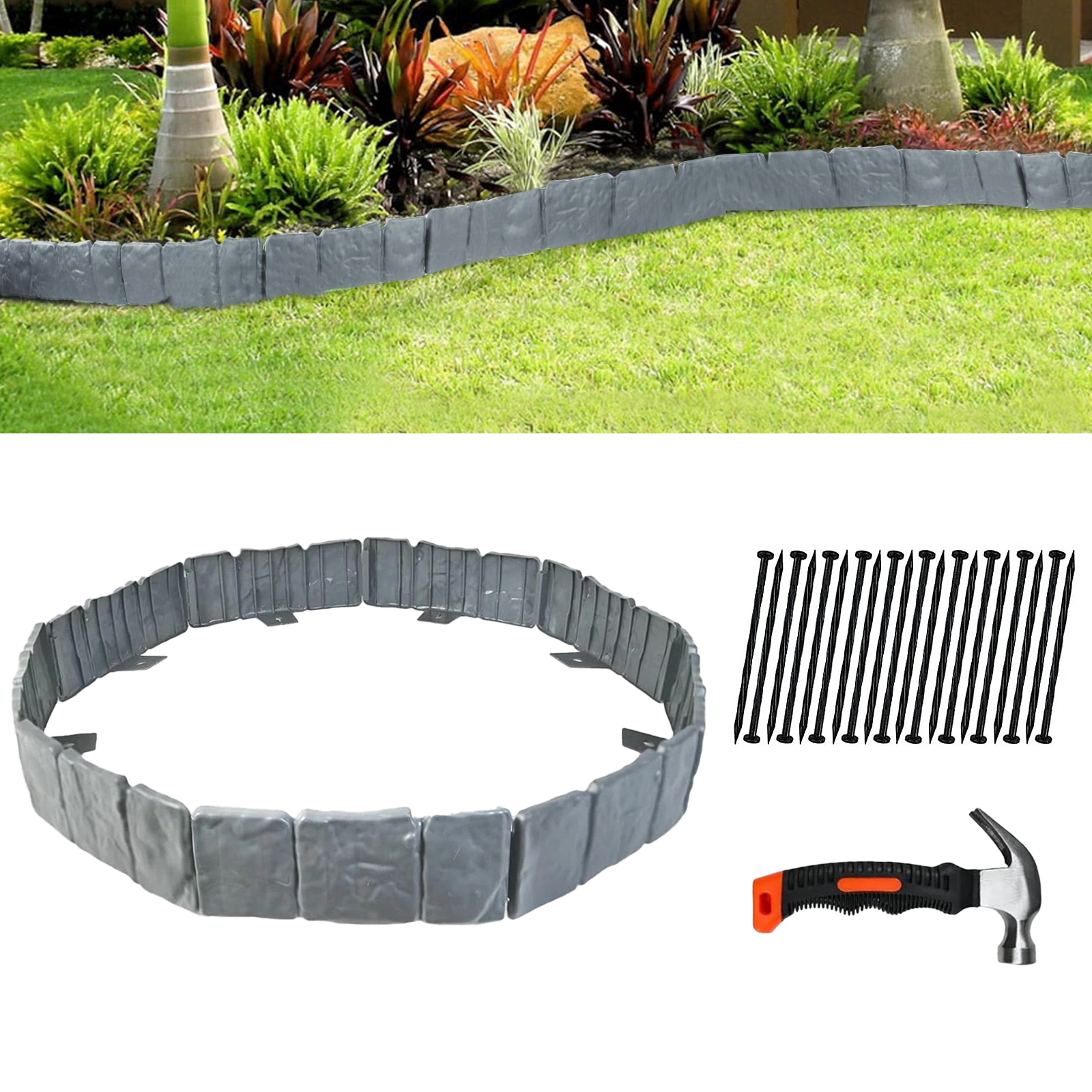 thumbnail video image 2 of FRTDNE Garden Border Edging, 5.35 in x 9.95 in, Black Plastic, 20 Count, 2 of 7