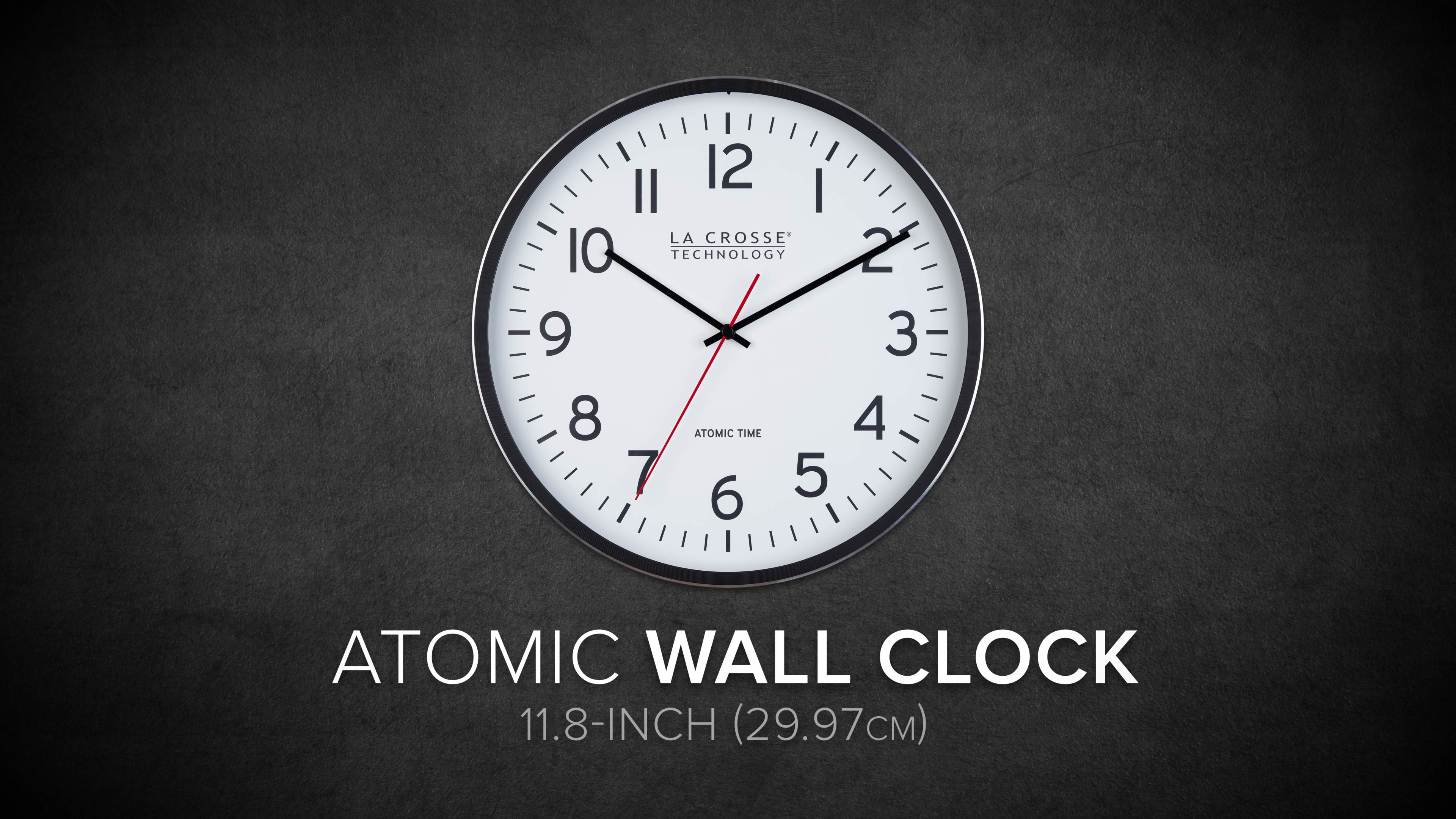 thumbnail video image 2 of La Crosse Technology 11.8-inch Atomic Metal Analog Wall Clock, 404-3730, 2 of 9