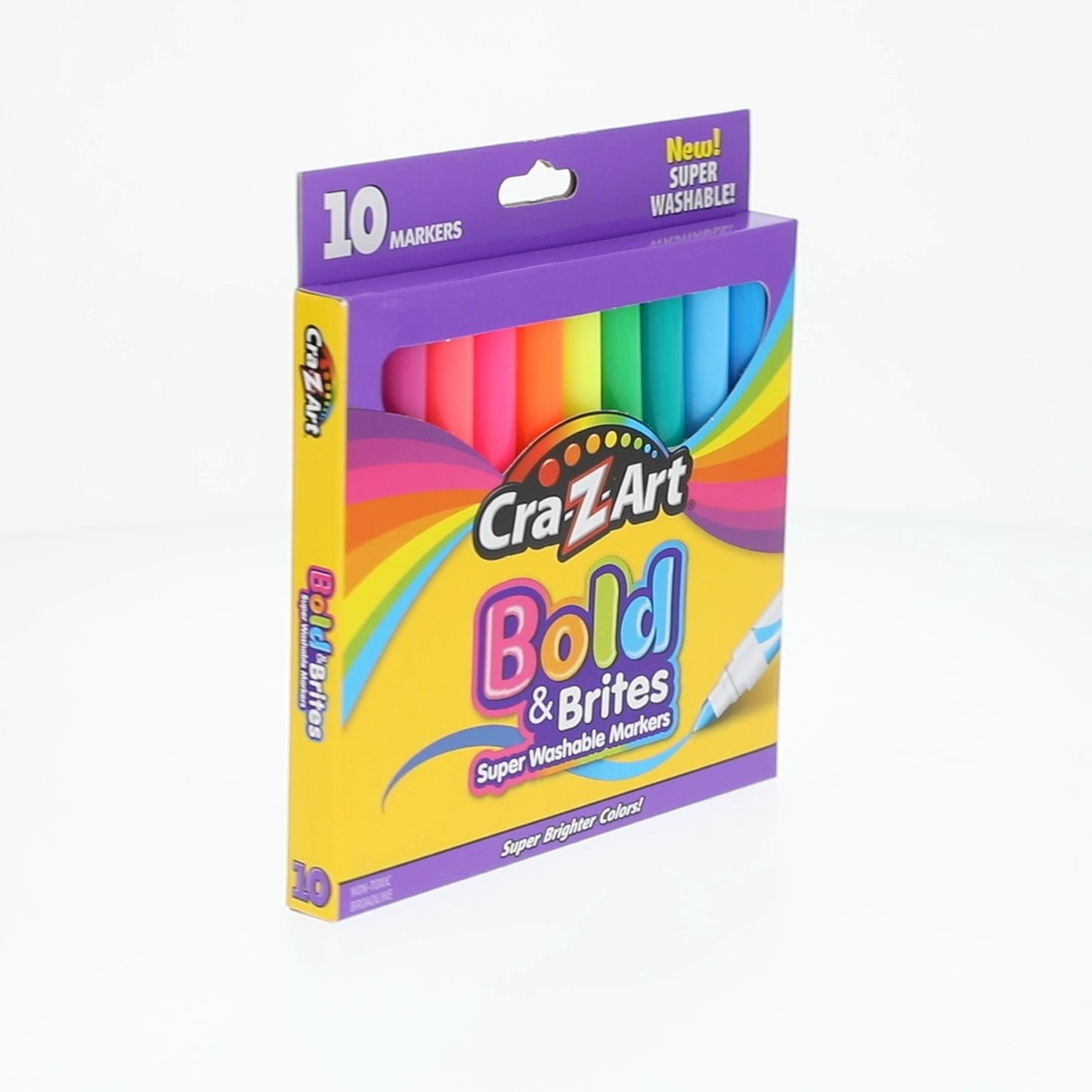 Cra-Z-Art Bold & Brites Kids Multicolor Super Washable Markers, 10