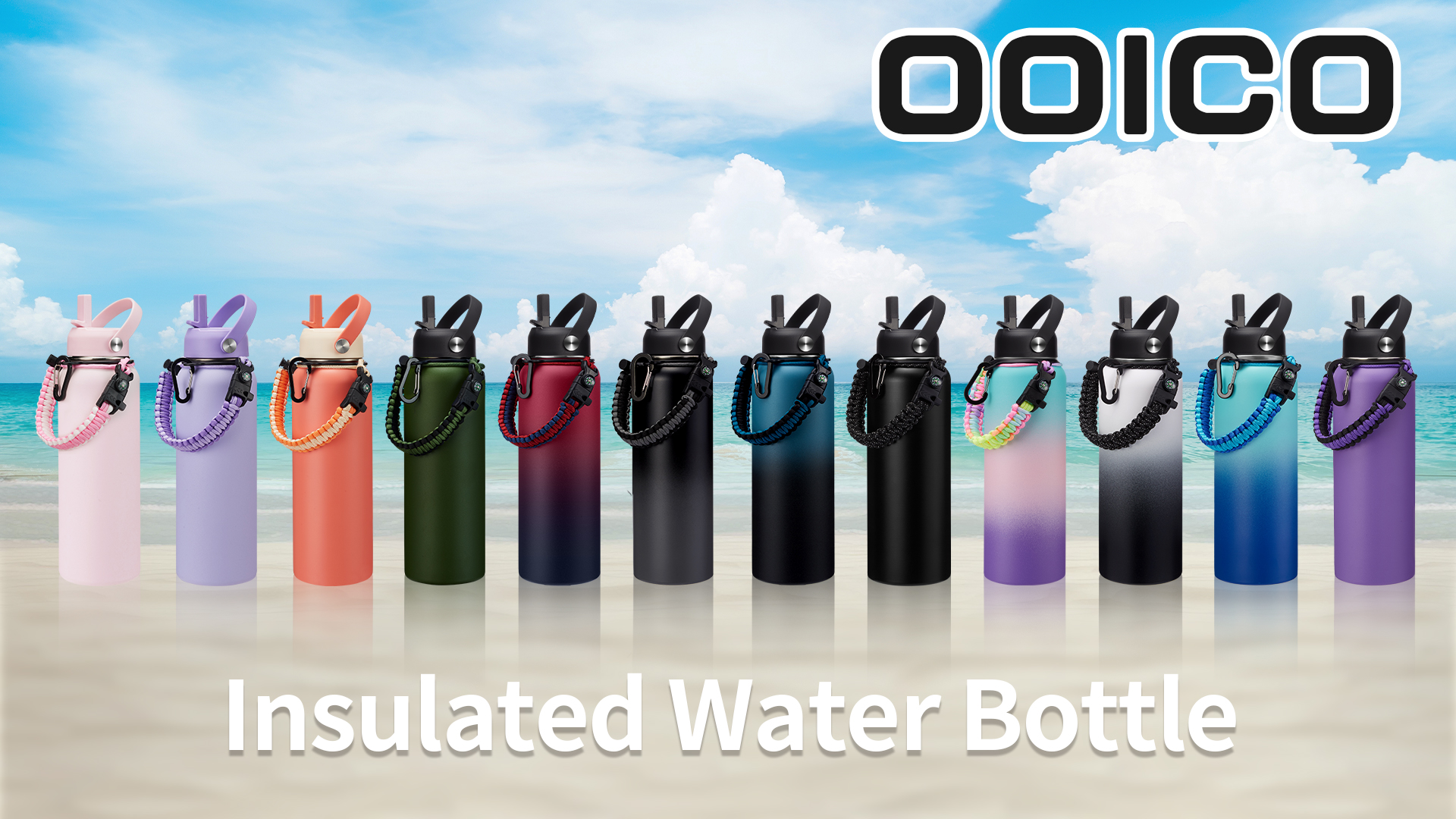 thumbnail video image 2 of 40 oz Insulated Water Bottle with Straw - Auto Spout Lid, Modern Stainless Steel Water Flask 40oz Keep Cold-48Hrs, Hot-24Hrs Thermo Canteen Mug, 2 of 10