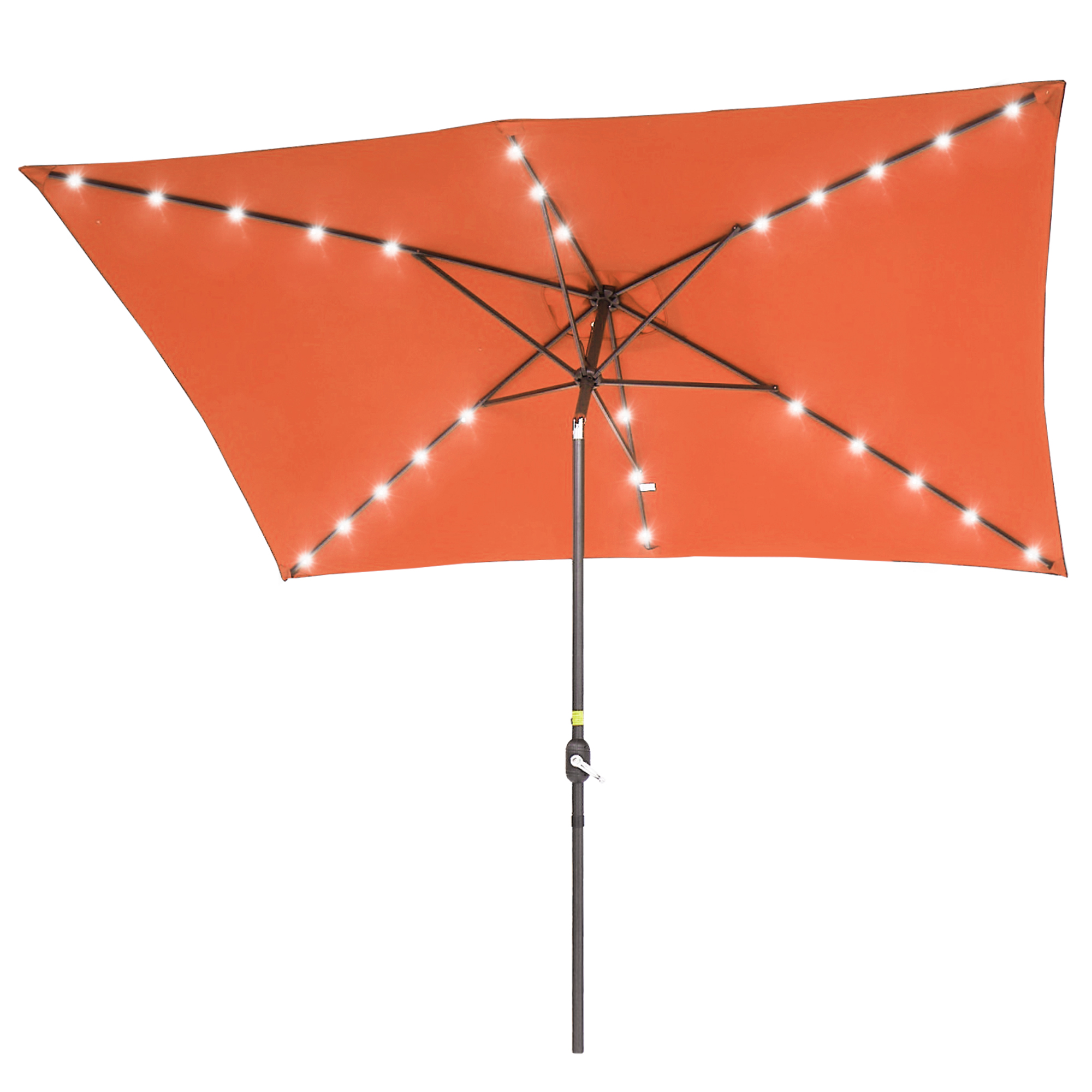 thumbnail video image 2 of ACEGOSES 10×6.5ft LED Rectangular Patio Umbrella with UPF50+, Tilt Function and Wind-Resistant Design, Orange, 2 of 9