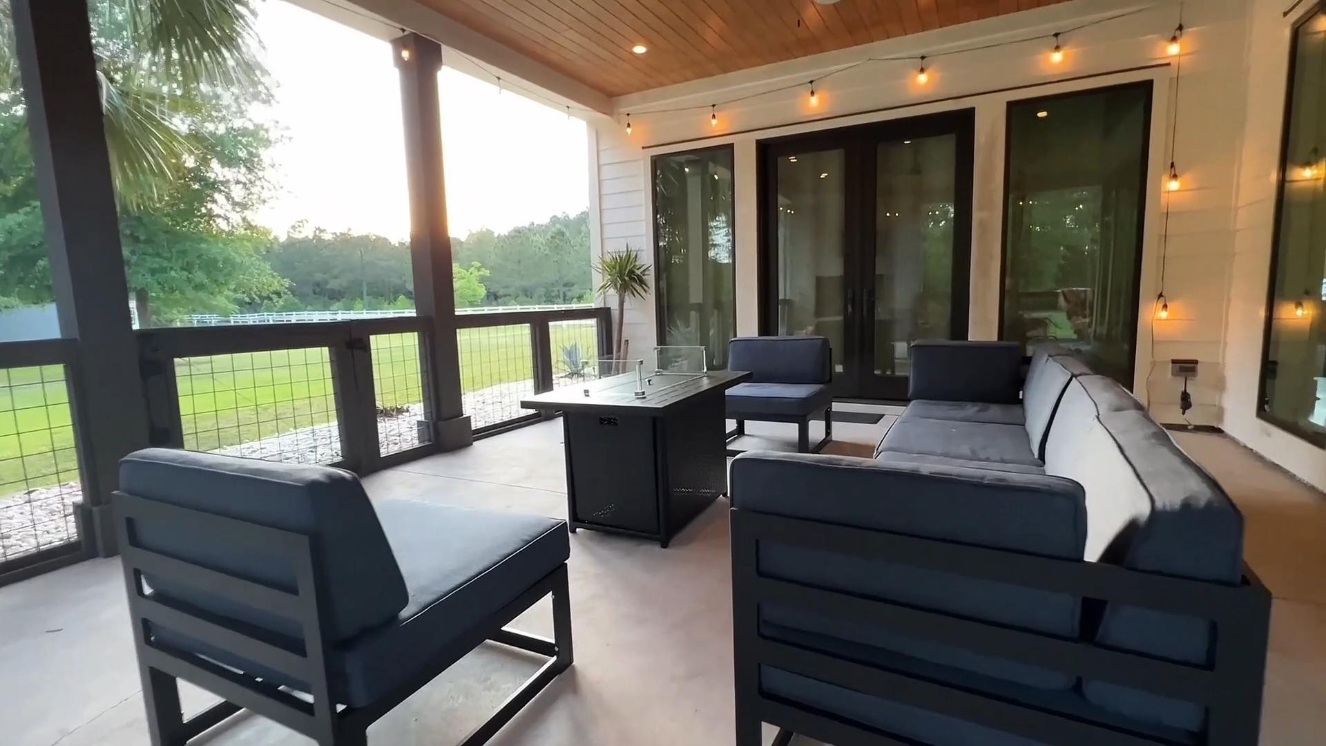 thumbnail video image 2 of LayinSun Large Aluminum Patio Furniture Set with Fire Pit Table, 7 Pieces Modern Outdoor Conversation Set Sectional Metal Sofa Set with Olefin Cushion, 2 of 10