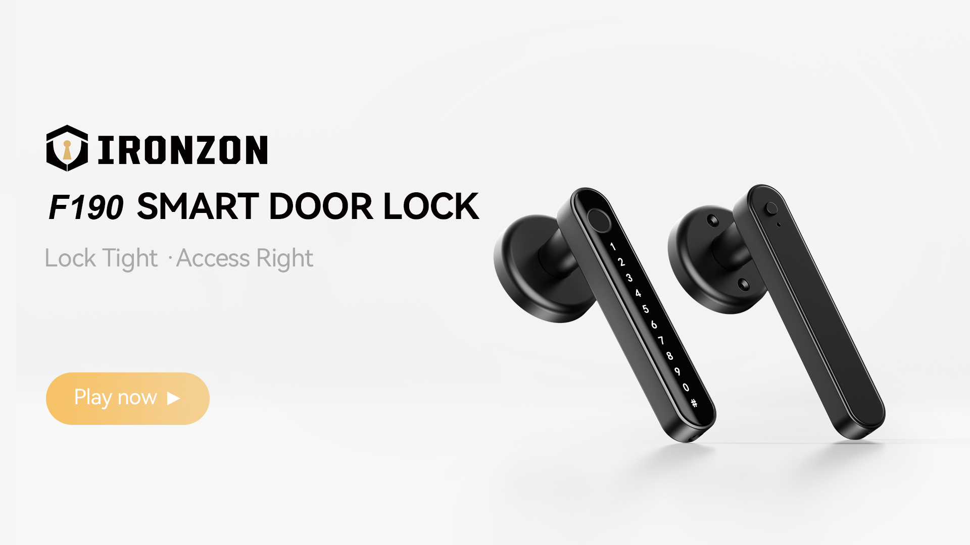thumbnail video image 2 of IRONZON Fingerprint Door Lock F190 Black Keyless Entry with Handle, 2 of 7