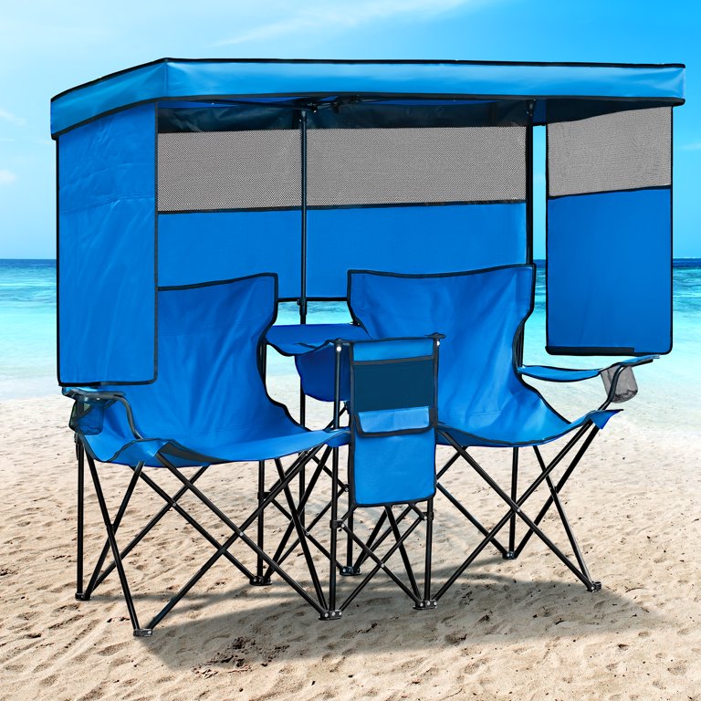 Nice C Heated 3 Person Camping Chair With Canopy - Battery Powered, Oversized