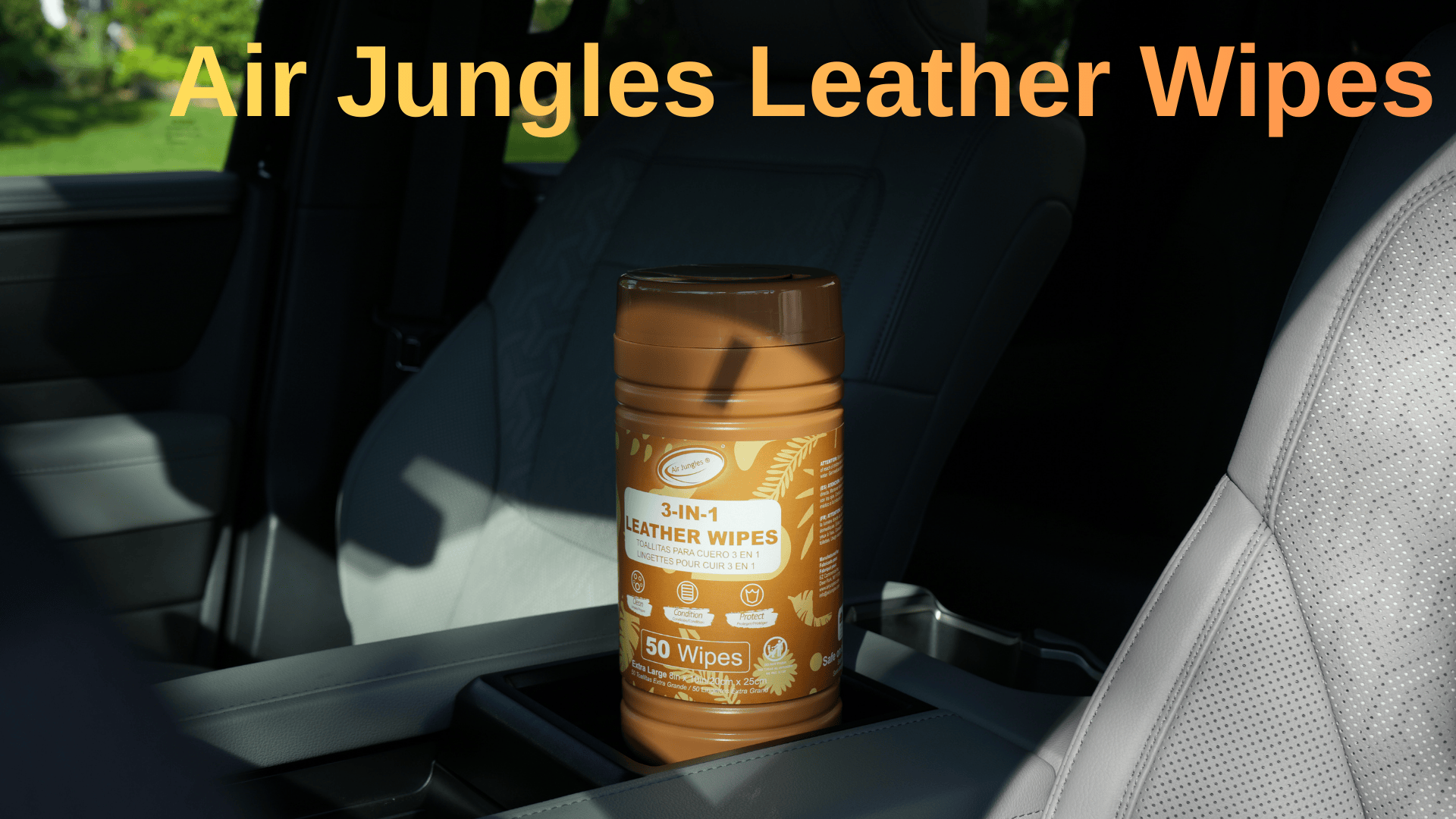 thumbnail video image 2 of Air Jungles 3in1 Leather Wipes 50 Count (Pack of 2), Extra Large 8 x 10 inch, Clean Condition Protection for Car Interior, Furniture, Couch, Boots, Bags, Formulated with Wax and Silicon, 2 of 9