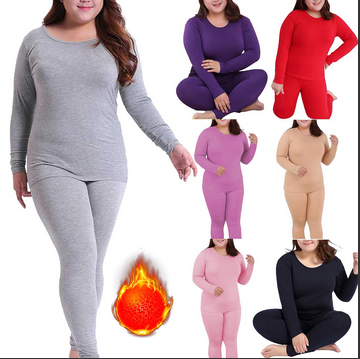 thumbnail video image 2 of snowsong Thermal Underwear for Women,2024 Hot Women's Solid Fitted Plus Size Thermal Long Sleeve Long Pants Underwear Set,Pajamas Set,Undershirts Long Sleeve,Thermal Suit, Black 5XL, 2 of 8